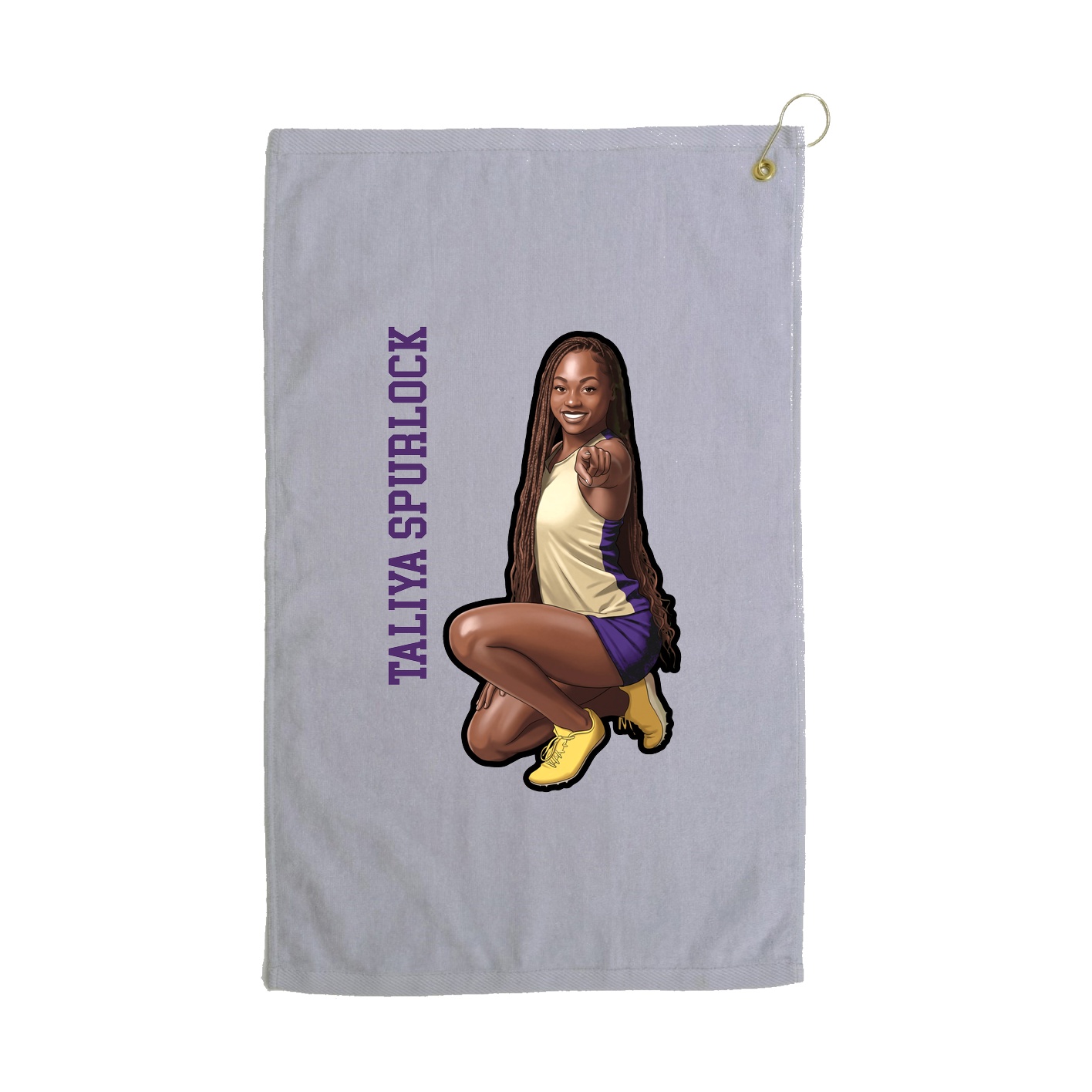 Golf Towel — Name Vertical in Grey