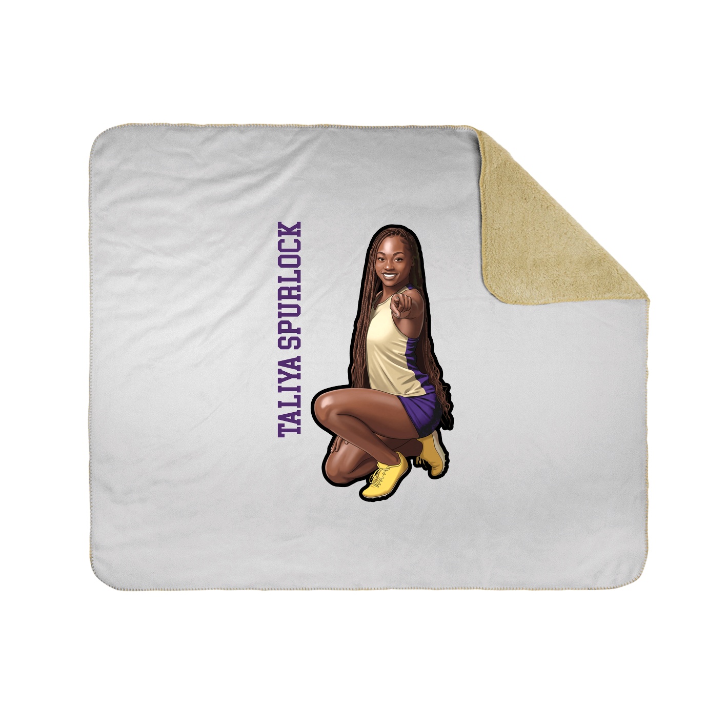 Throw Blanket — Name Vertical in White