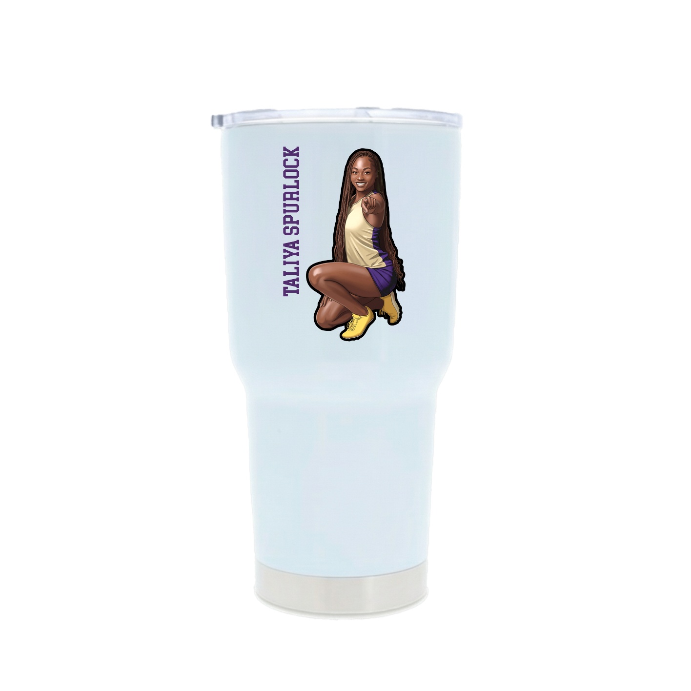 30oz Stainless Steel Tumbler — Name Vertical in White