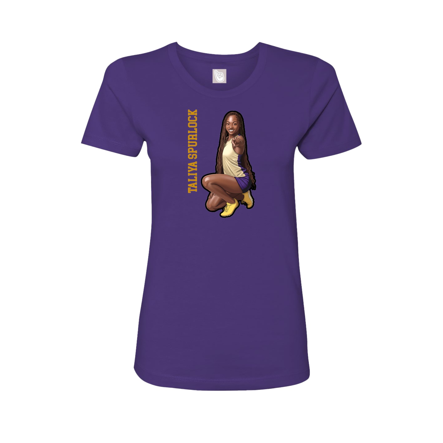 Womens Tee — Name Vertical in Purple