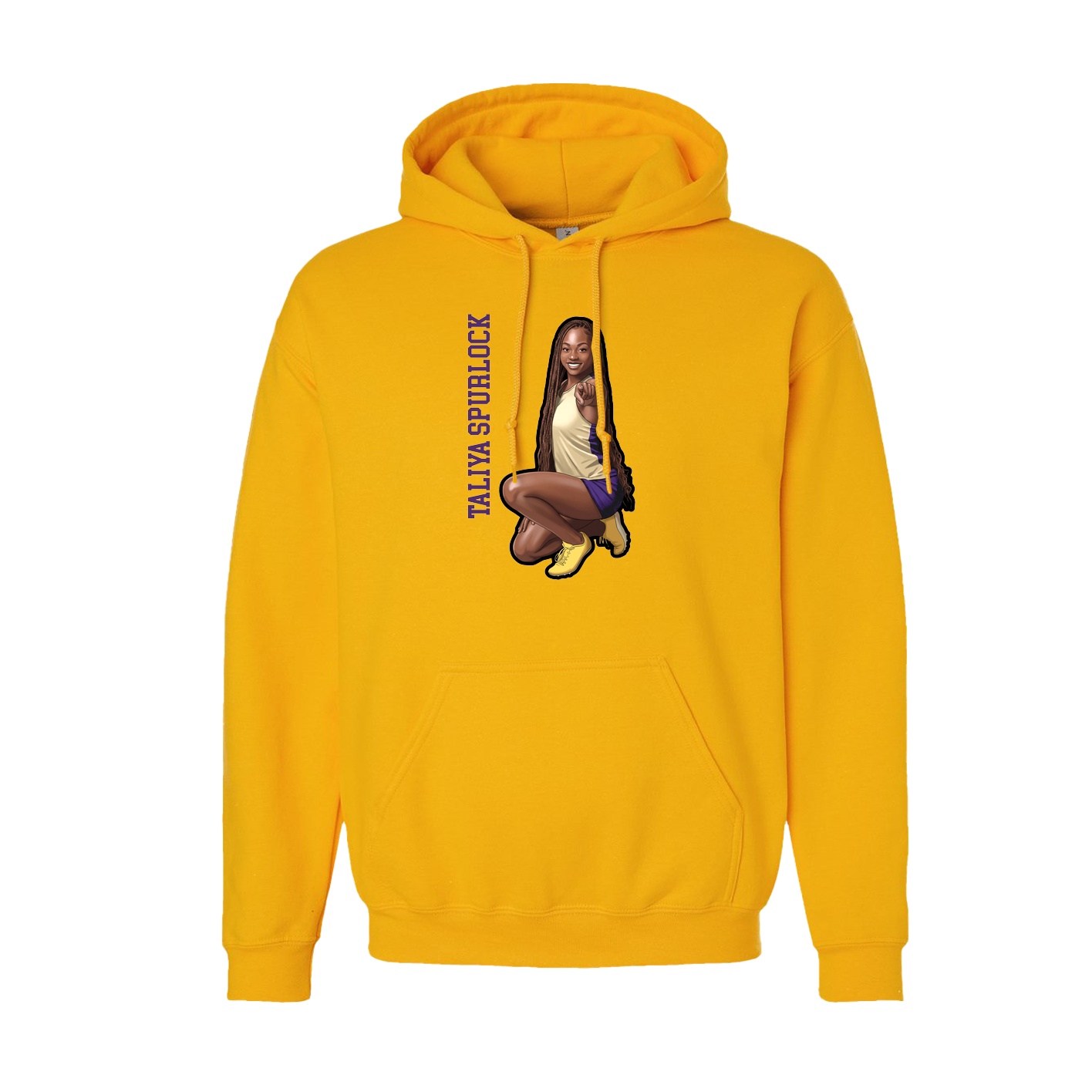 Youth Hoodie — Name Vertical in Gold