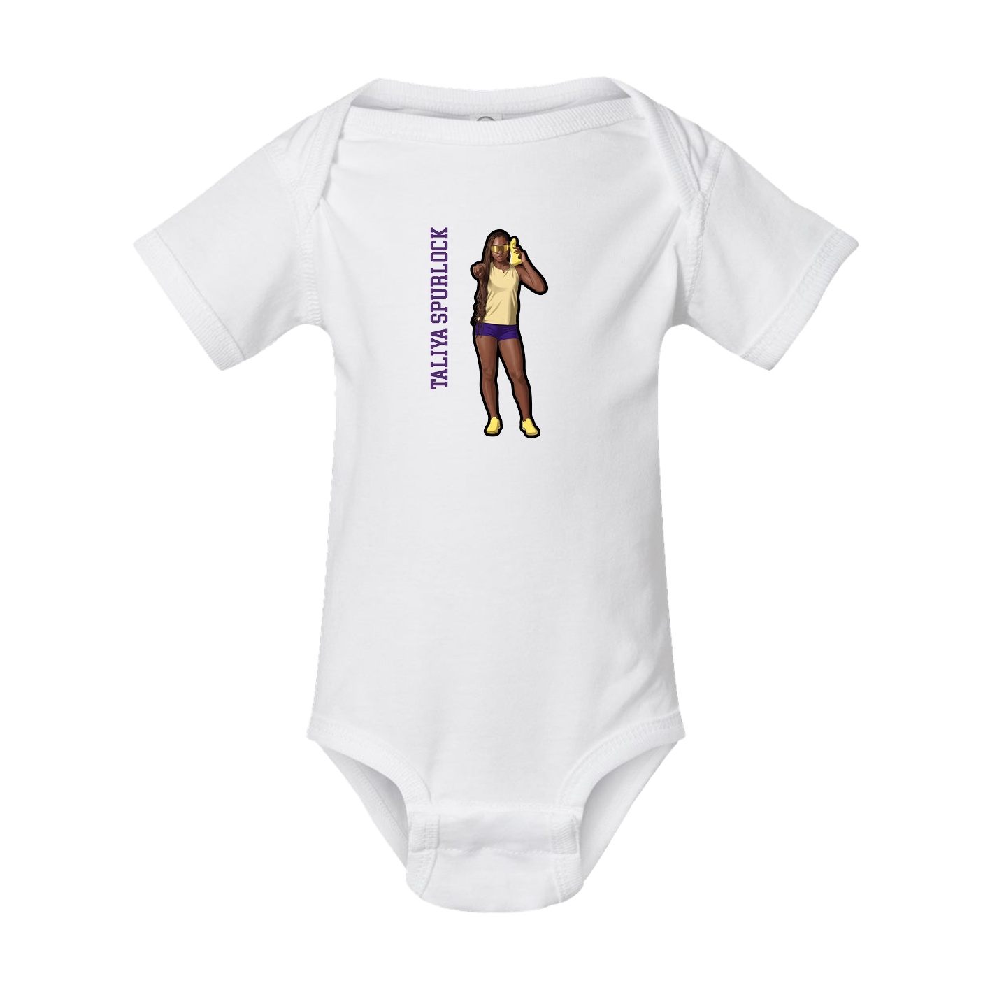Baby Onesie — Name Vertical in White