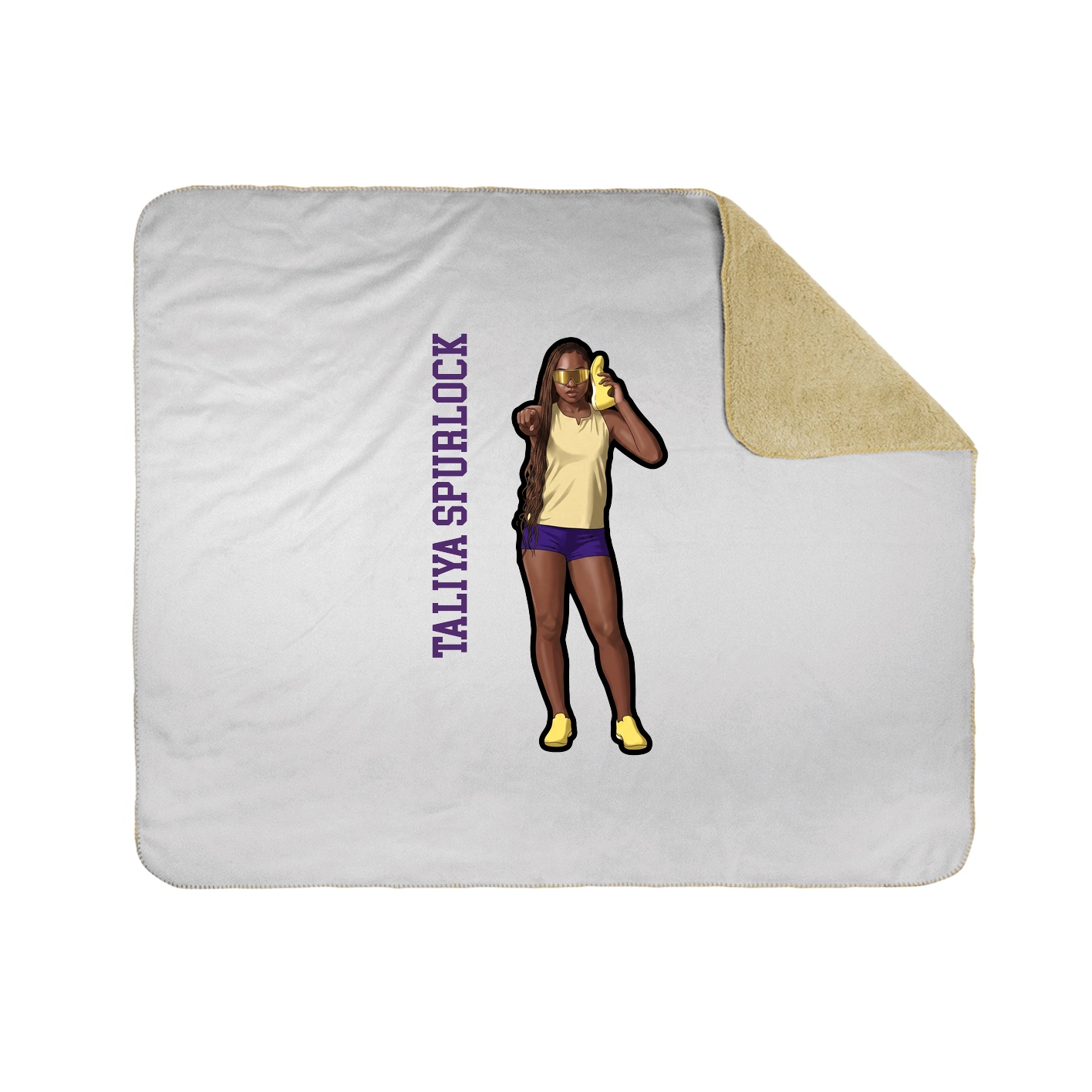 Throw Blanket — Name Vertical in White