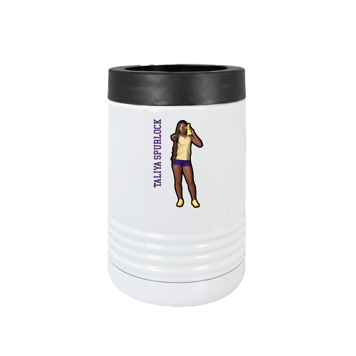 Beverage Holder — Name Vertical in White