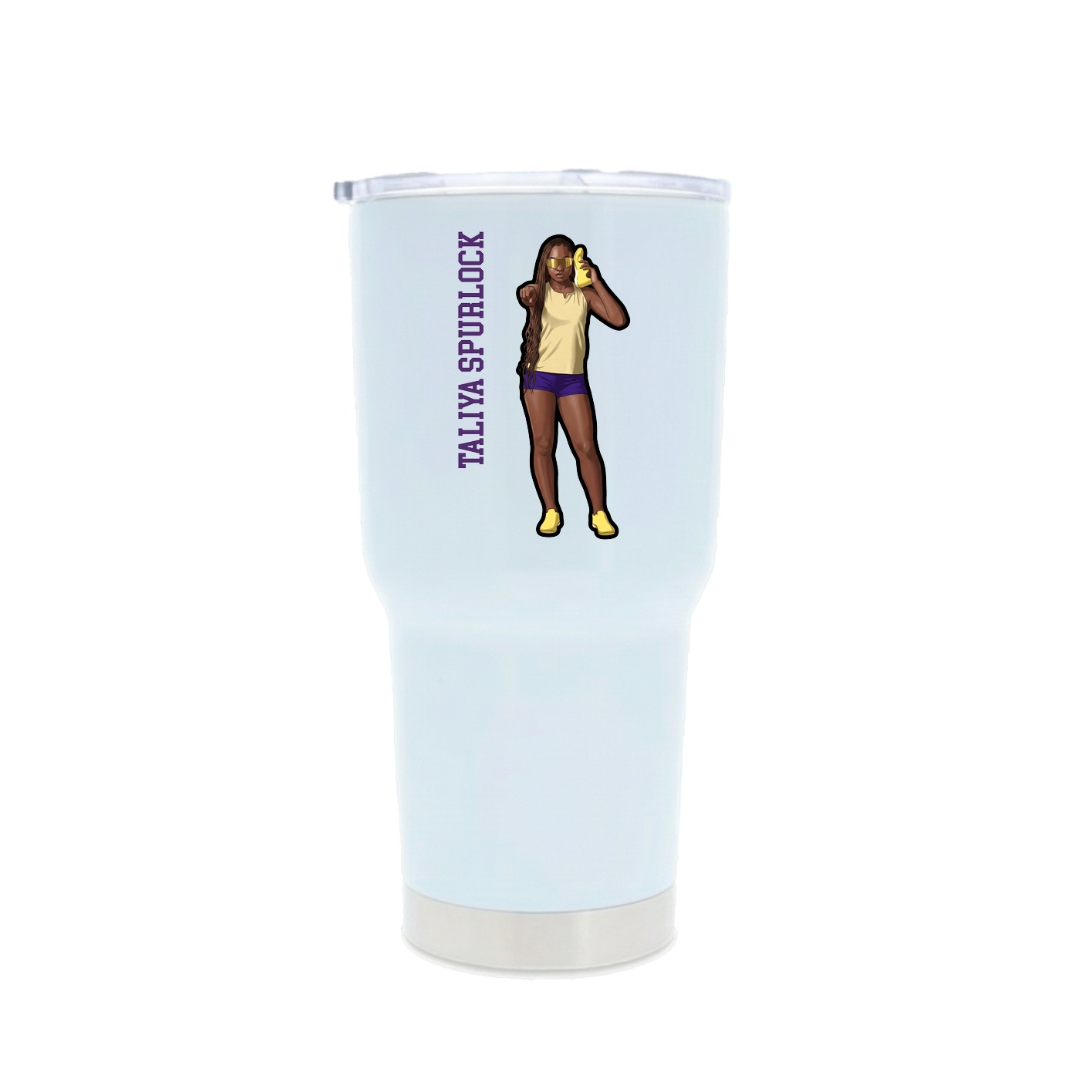 30oz Stainless Steel Tumbler — Name Vertical in White