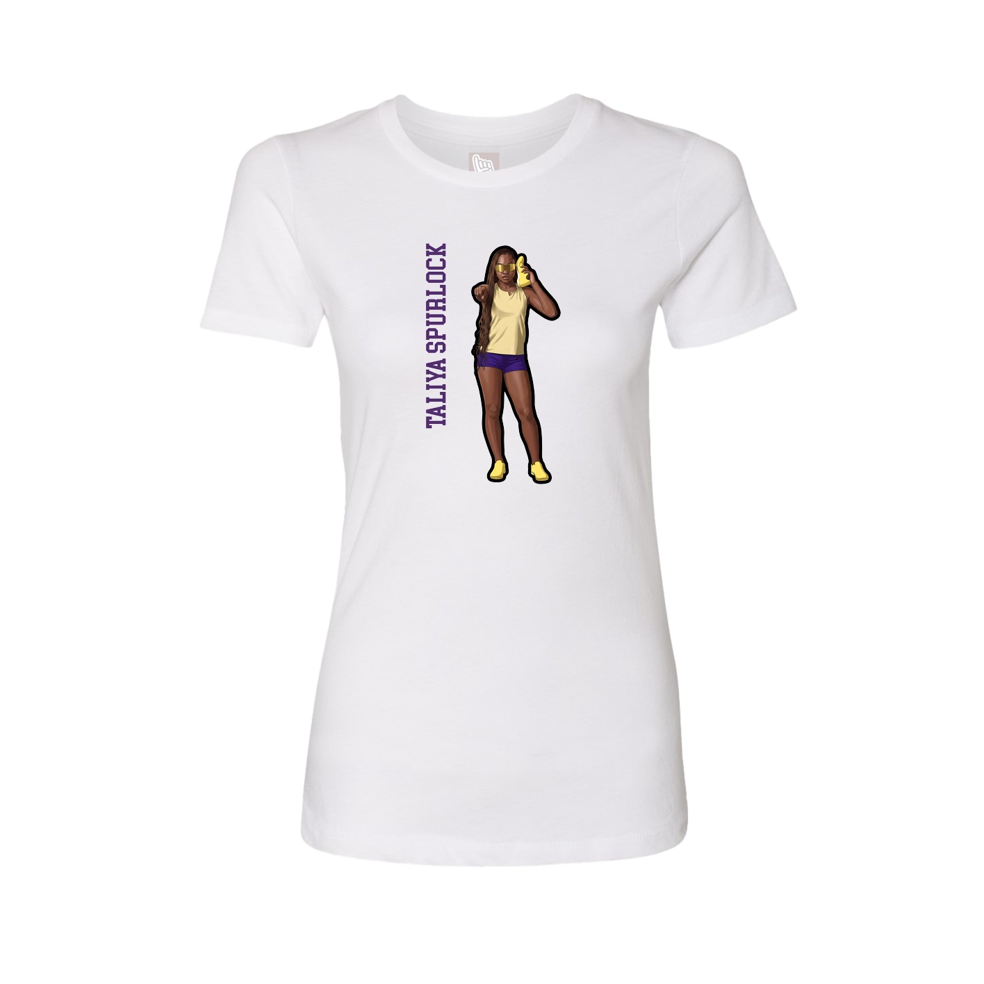 Womens Tee — Name Vertical in White