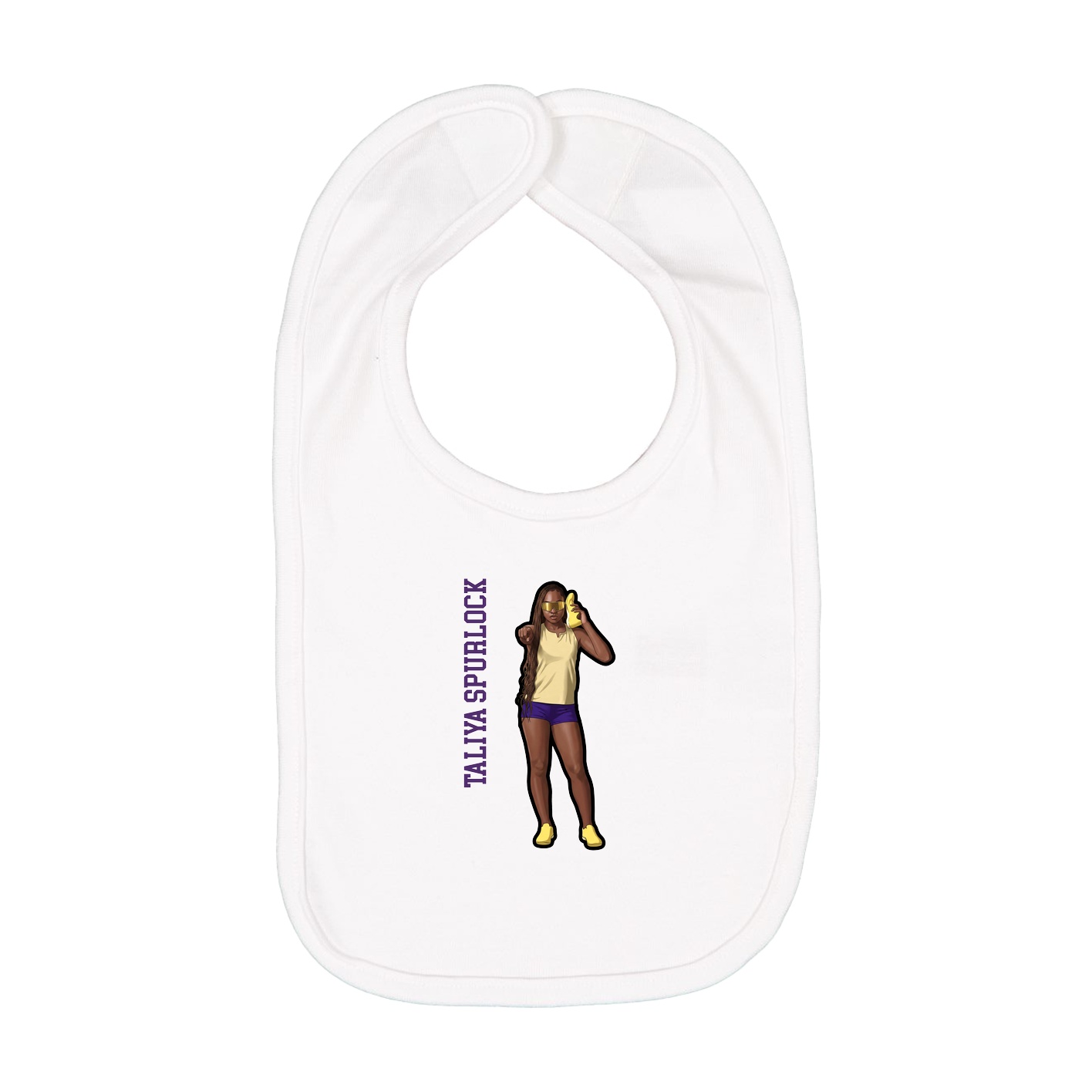 Infant Bib — Name Vertical in White