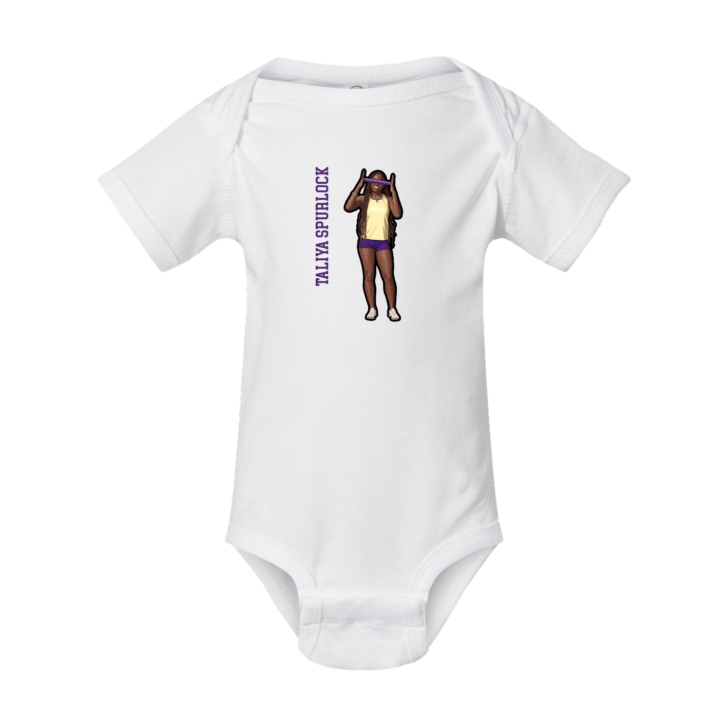 Baby Onesie — Name Vertical in White
