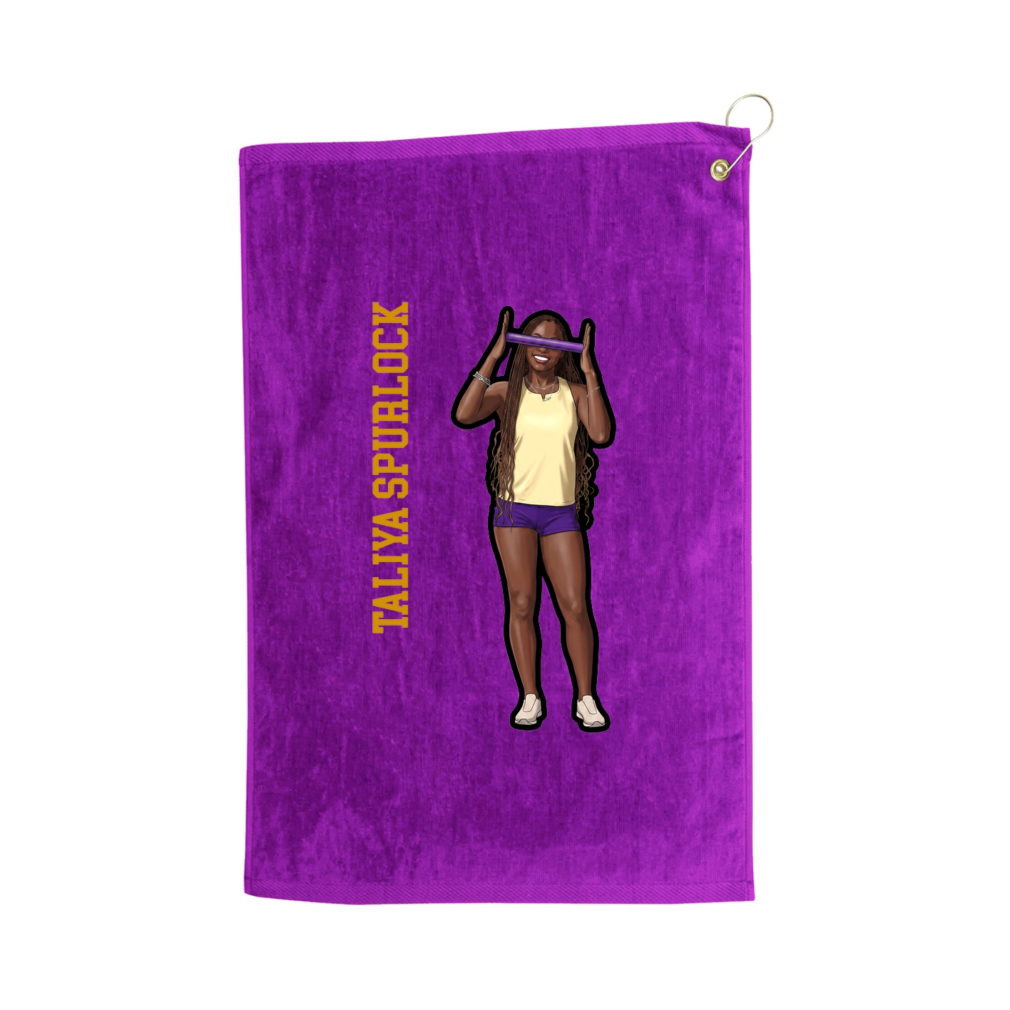 Golf Towel — Name Vertical in Purple