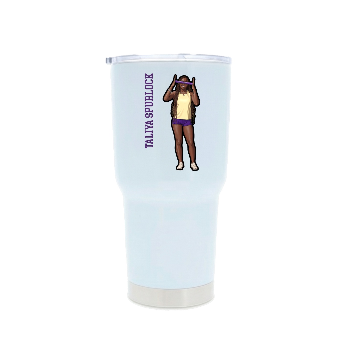 30oz Stainless Steel Tumbler — Name Vertical in White