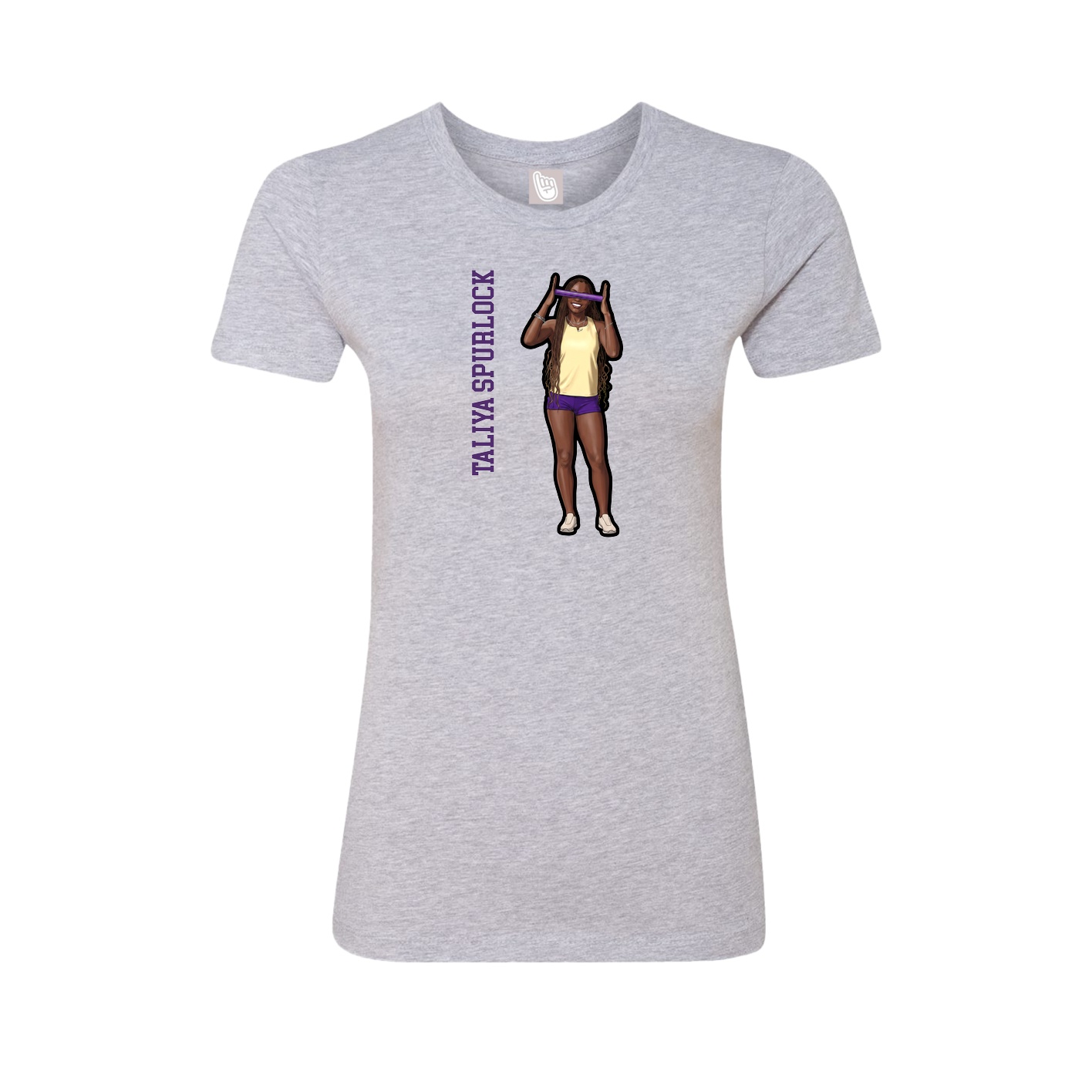 Womens Tee — Name Vertical in Grey