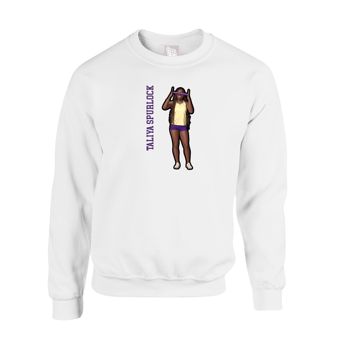 Fleece Crew — Name Vertical in White