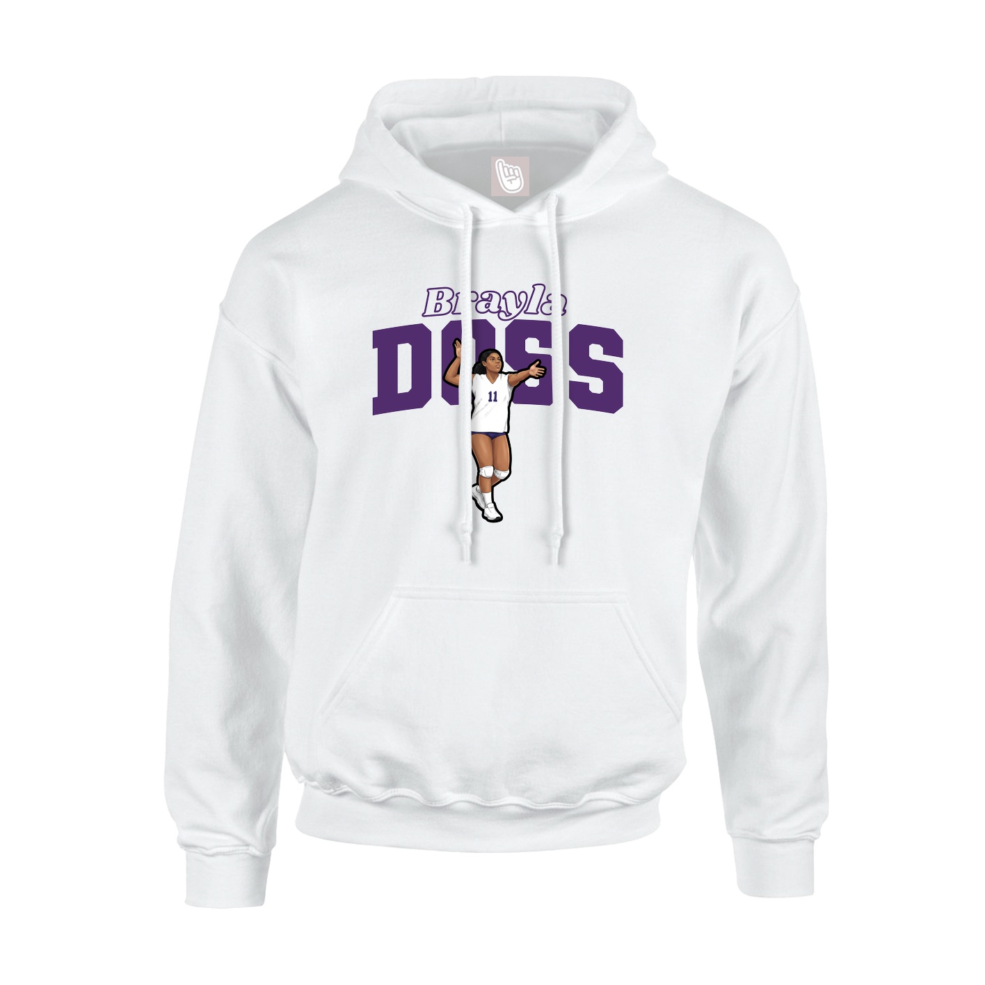 Youth Hoodie — Name Arch in White