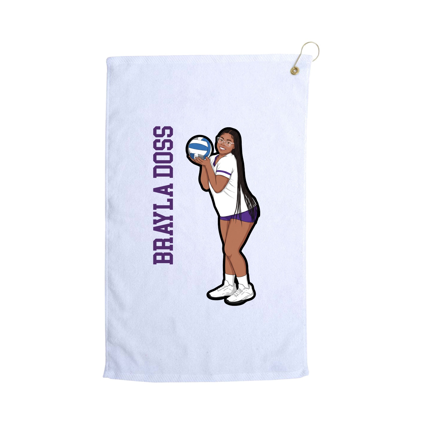Golf Towel — Name Vertical in White