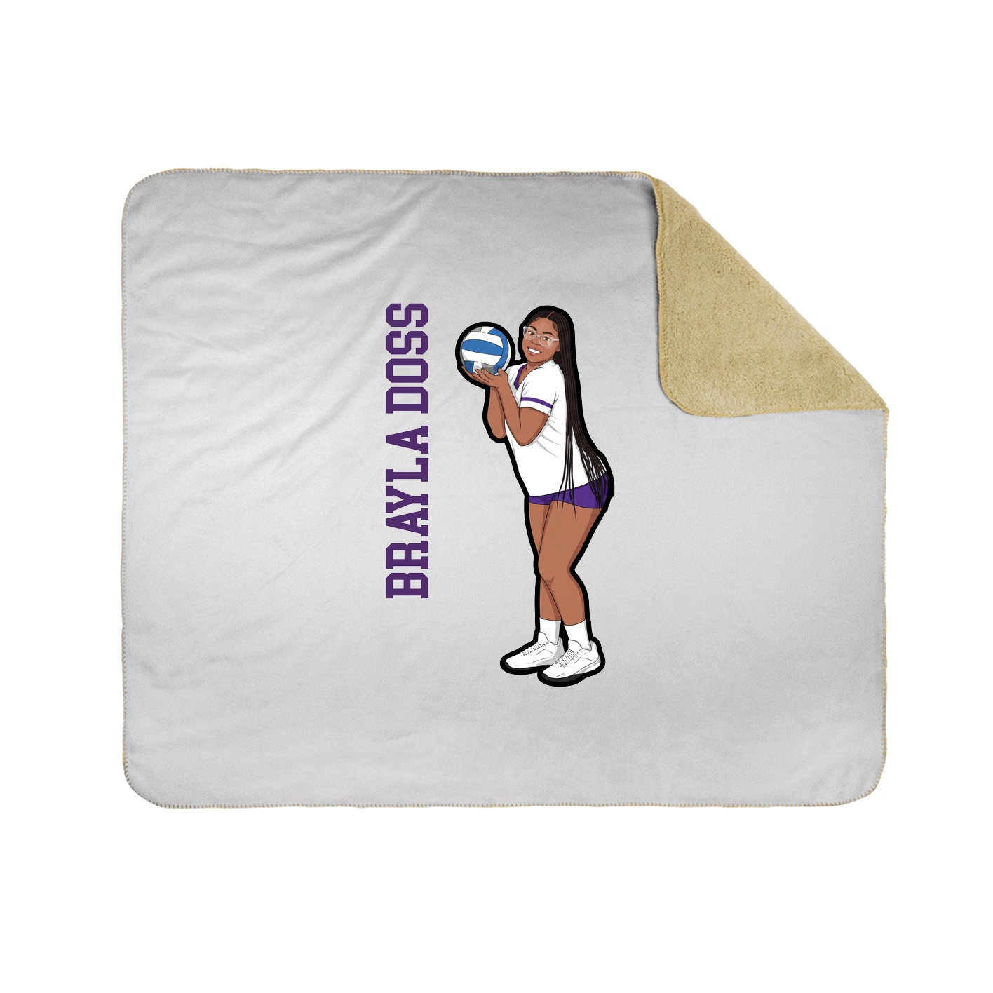 Throw Blanket — Name Vertical in White