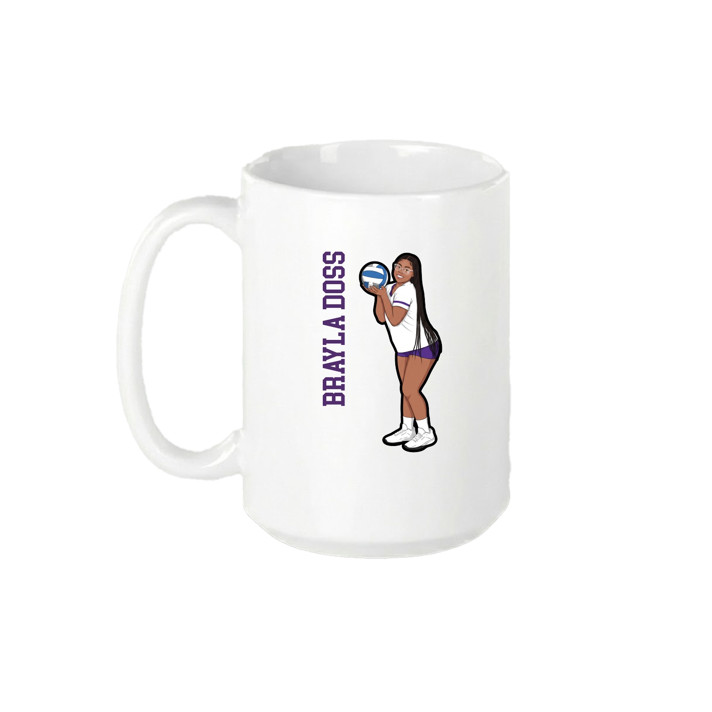 15oz Coffee Mug — Name Vertical in White