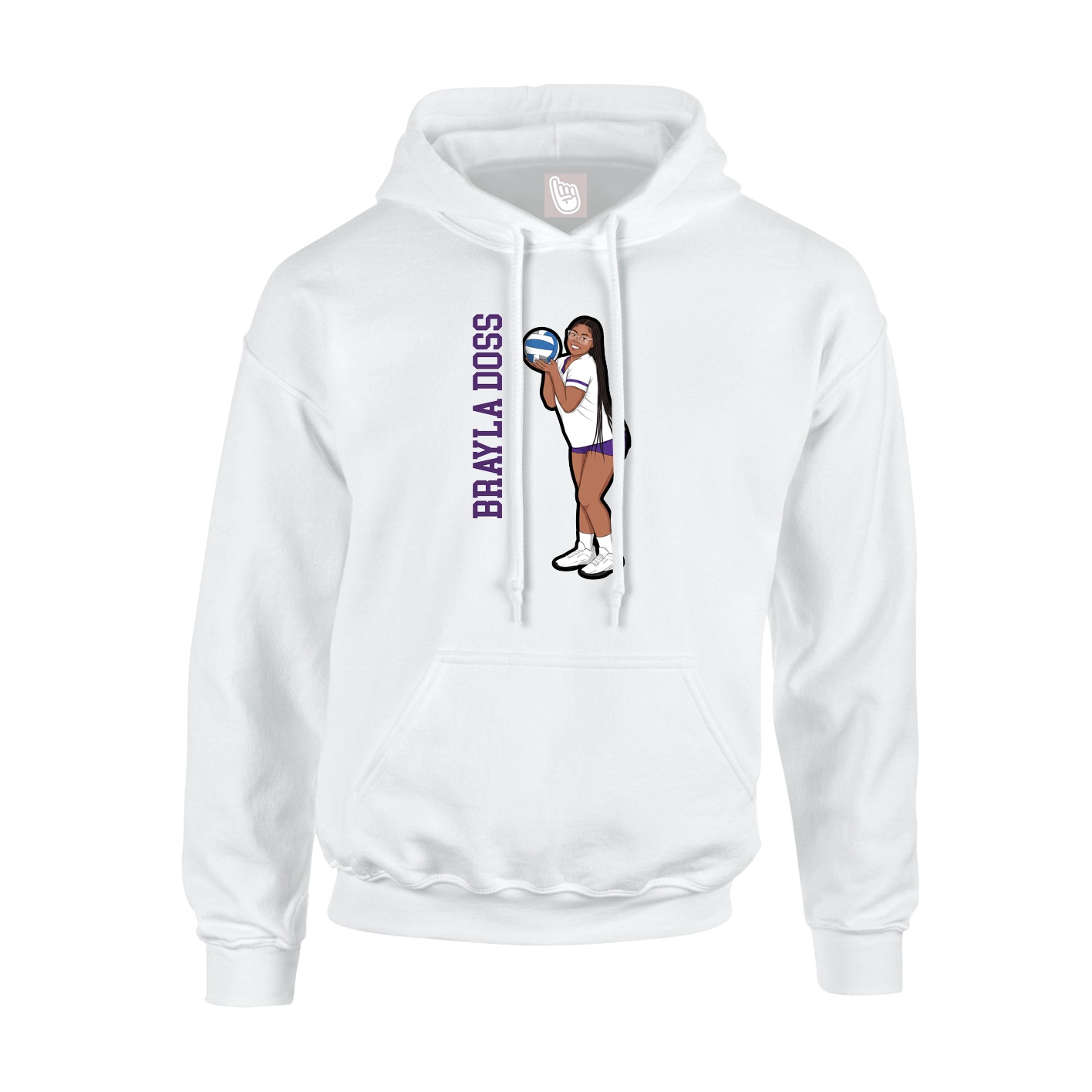 Hoodie — Name Vertical in White