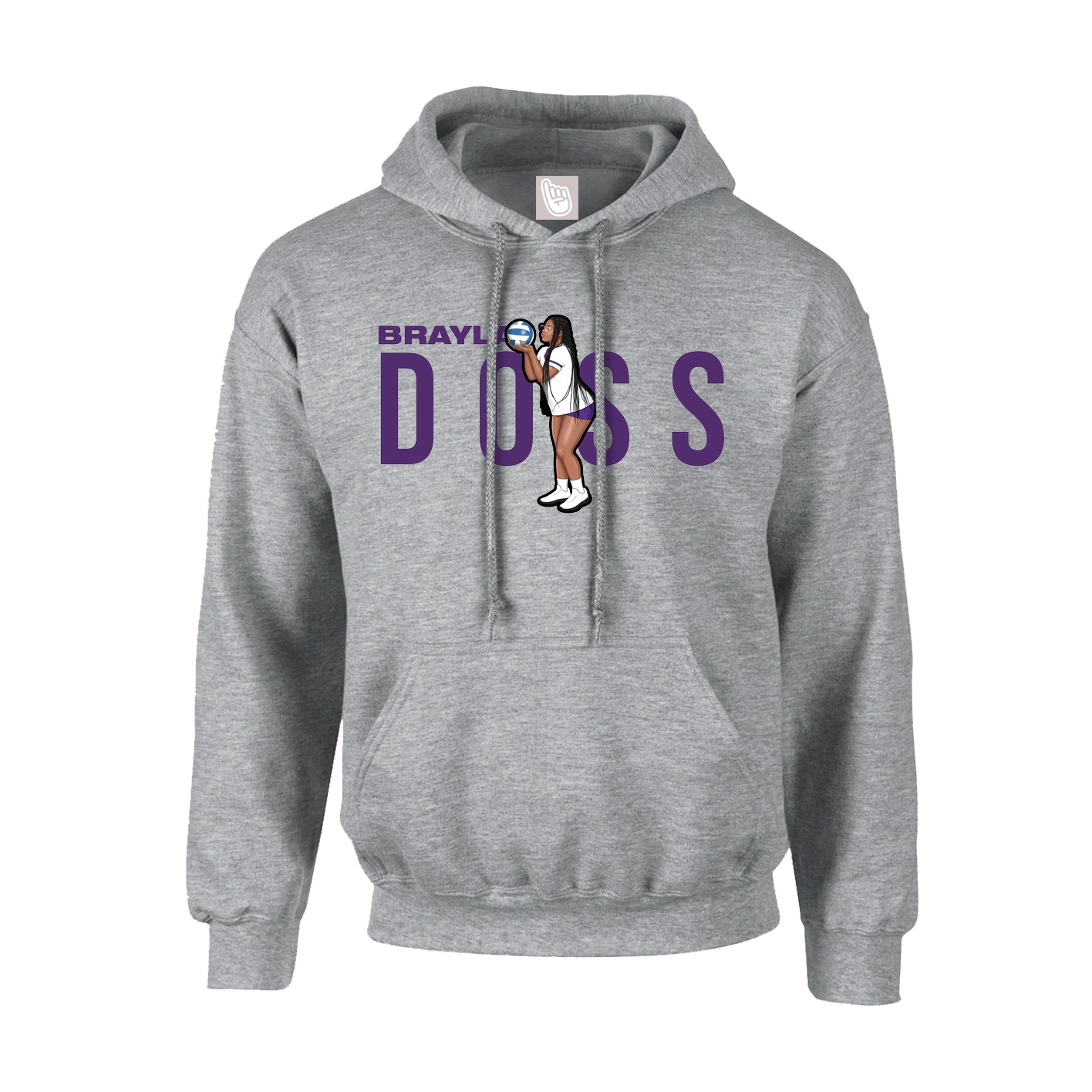 Youth Hoodie — Player Name in Grey