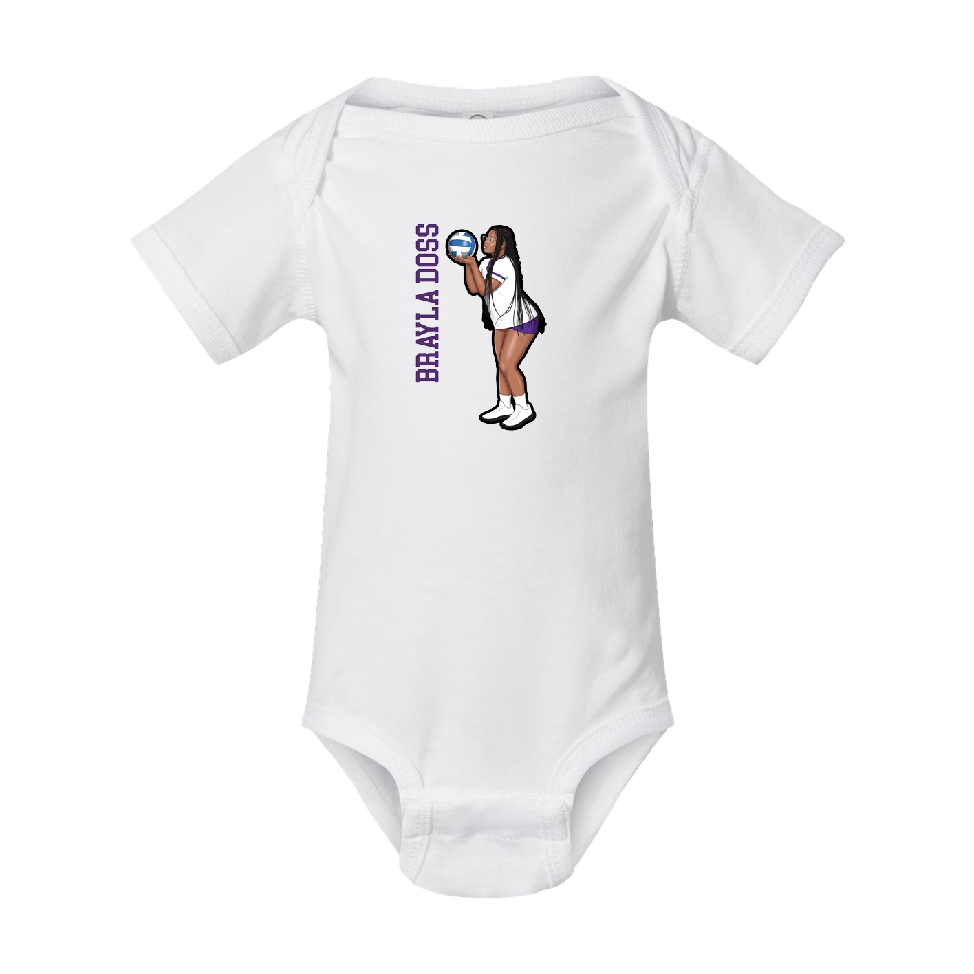 Baby Onesie — Name Vertical in White