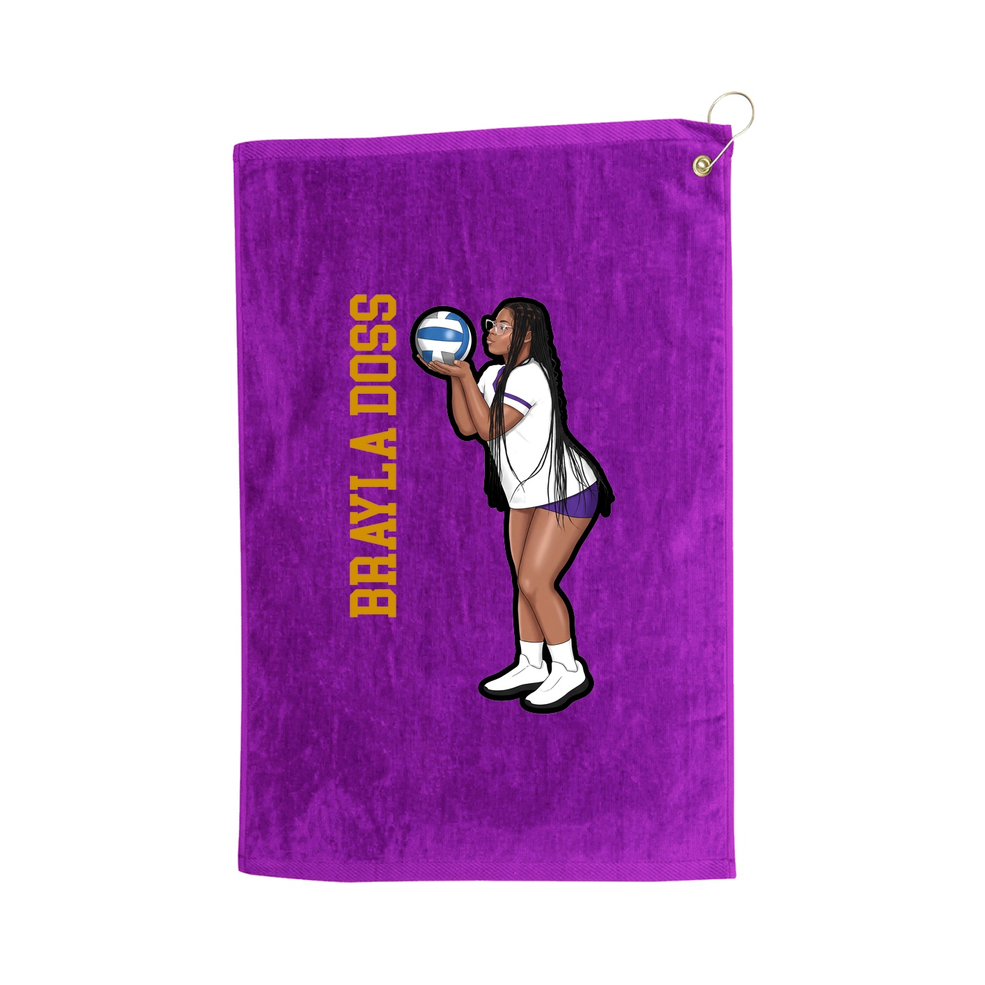 Golf Towel — Name Vertical in Purple