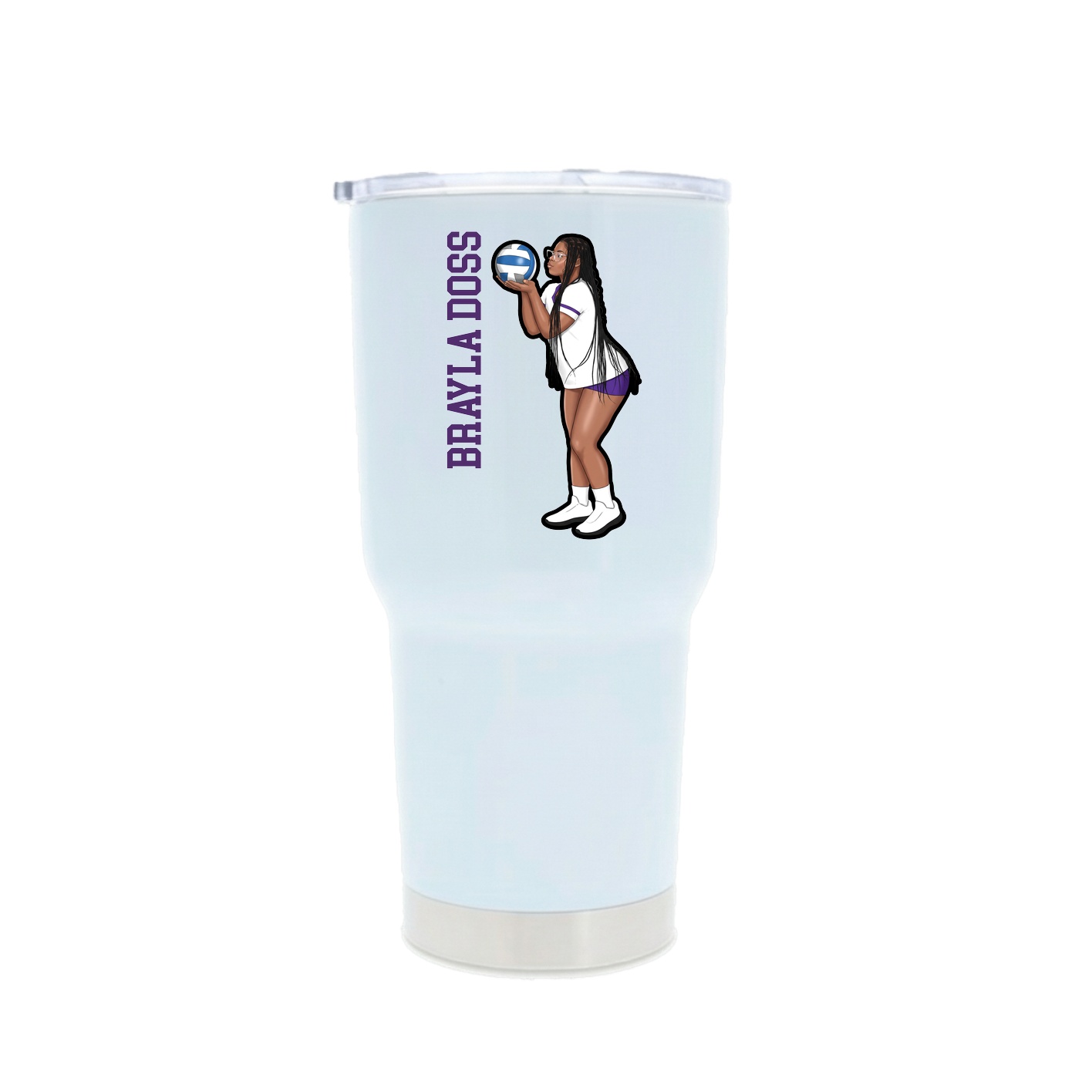 30oz Stainless Steel Tumbler — Name Vertical in White