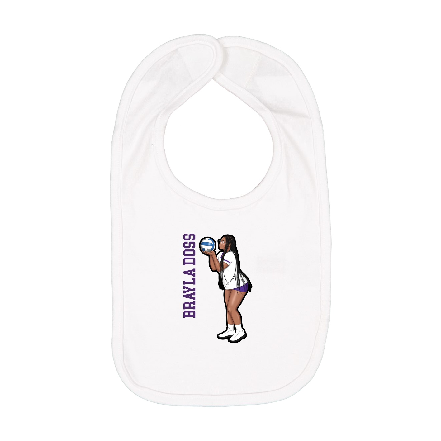 Infant Bib — Name Vertical in White