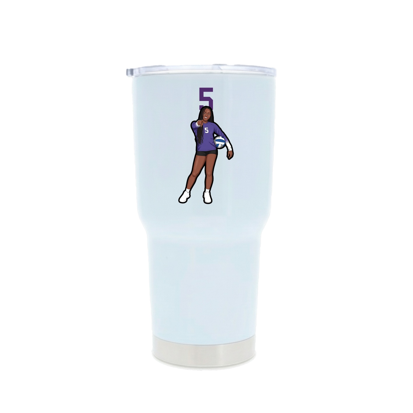 30oz Stainless Steel Tumbler — Number Top in White