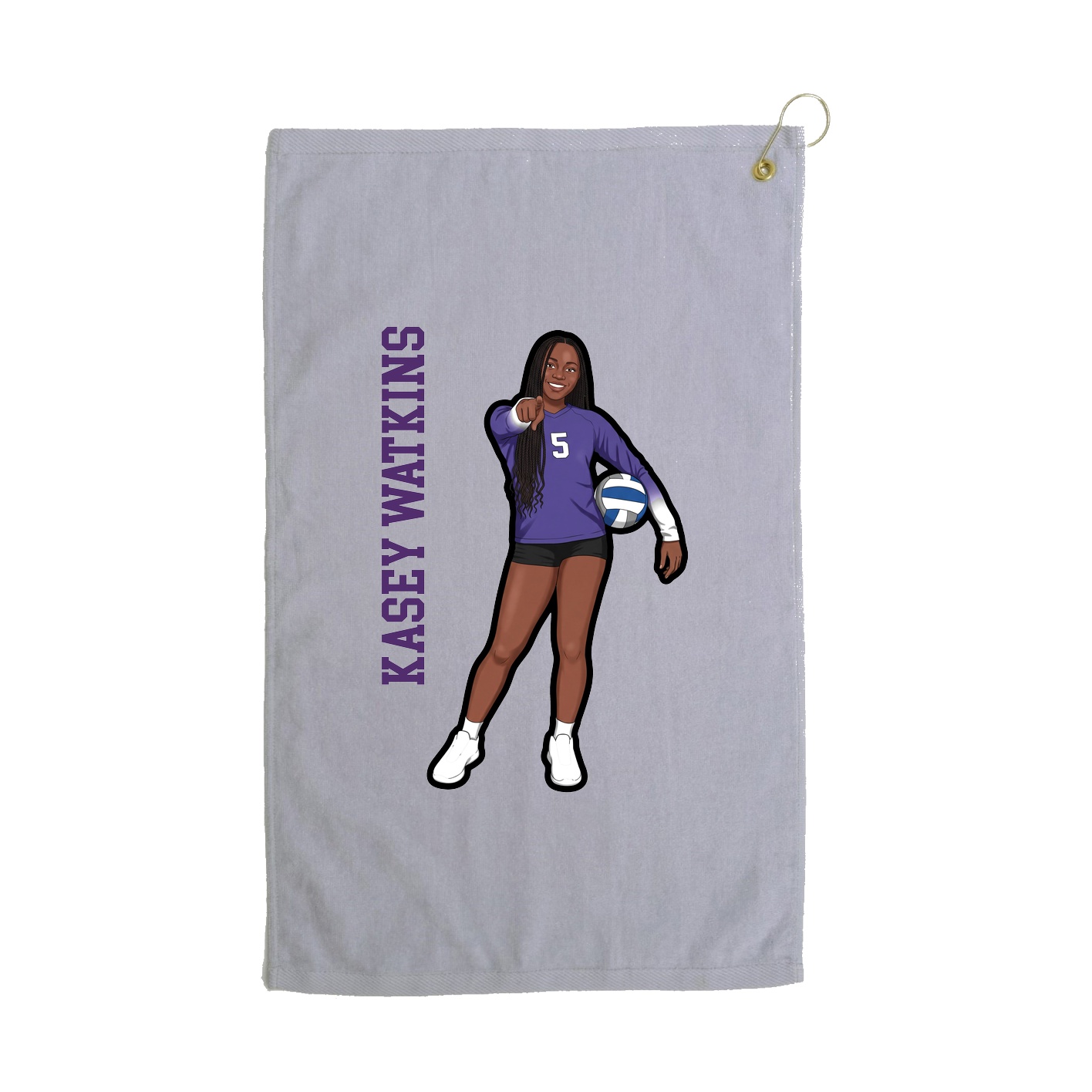 Golf Towel — Name Vertical in Grey