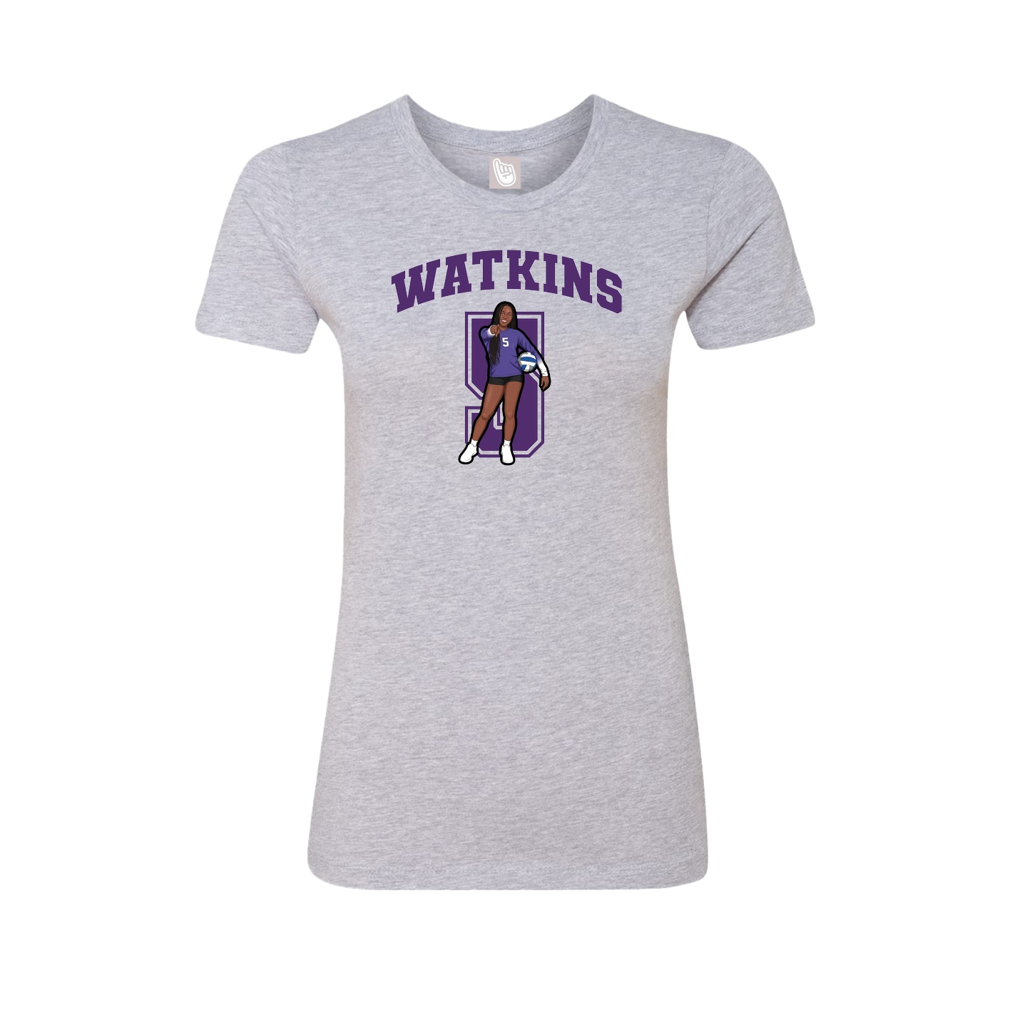 Fitted Women's Tee — Number in Grey