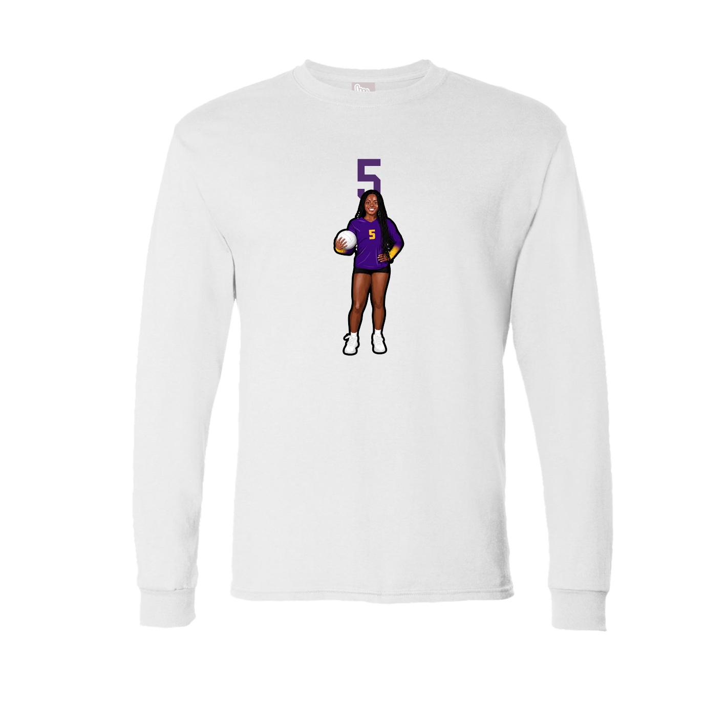 Long Sleeve Tee — Number Top in White