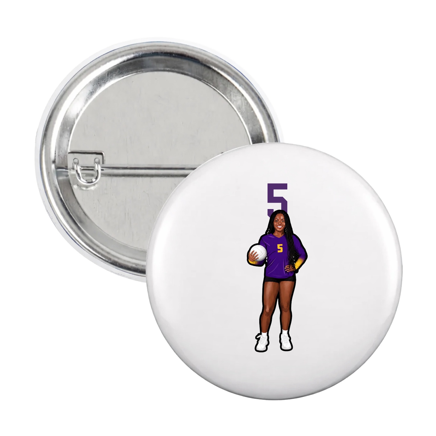 Game Day Button — Number Top in White