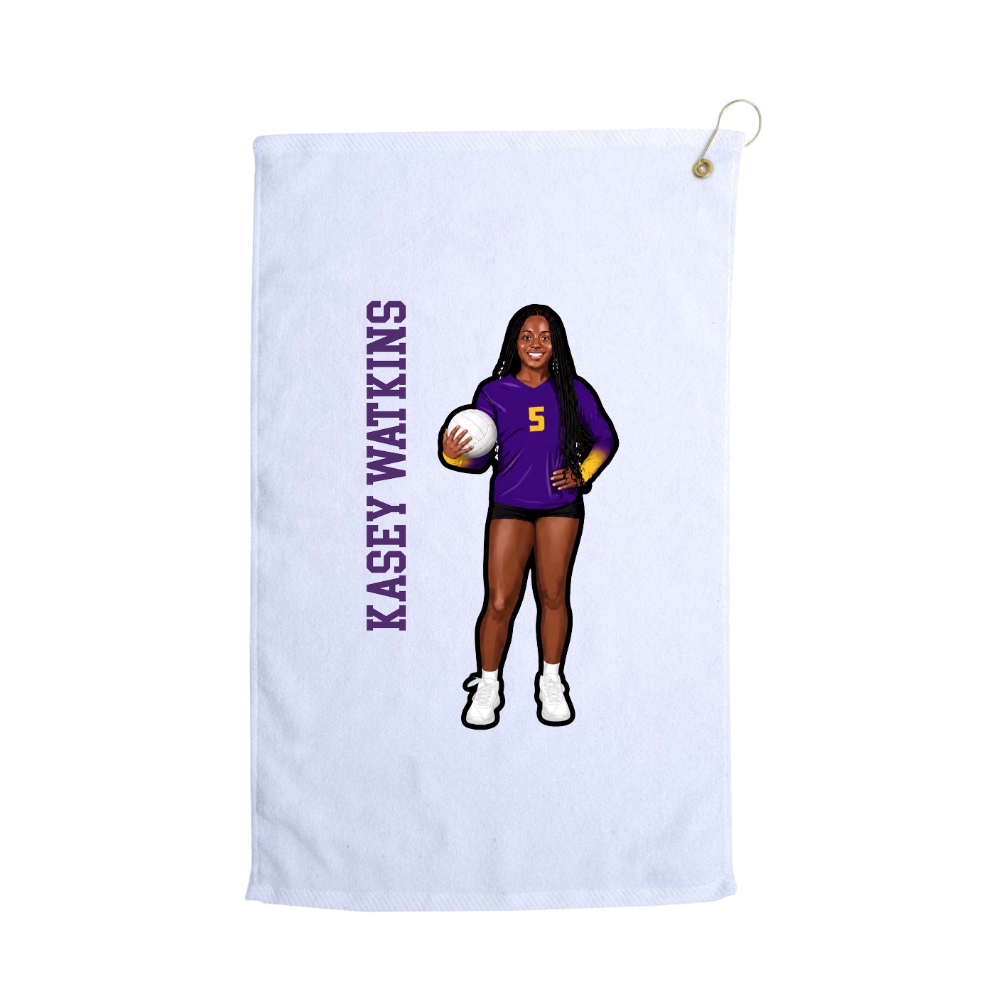 Golf Towel — Name Vertical in White