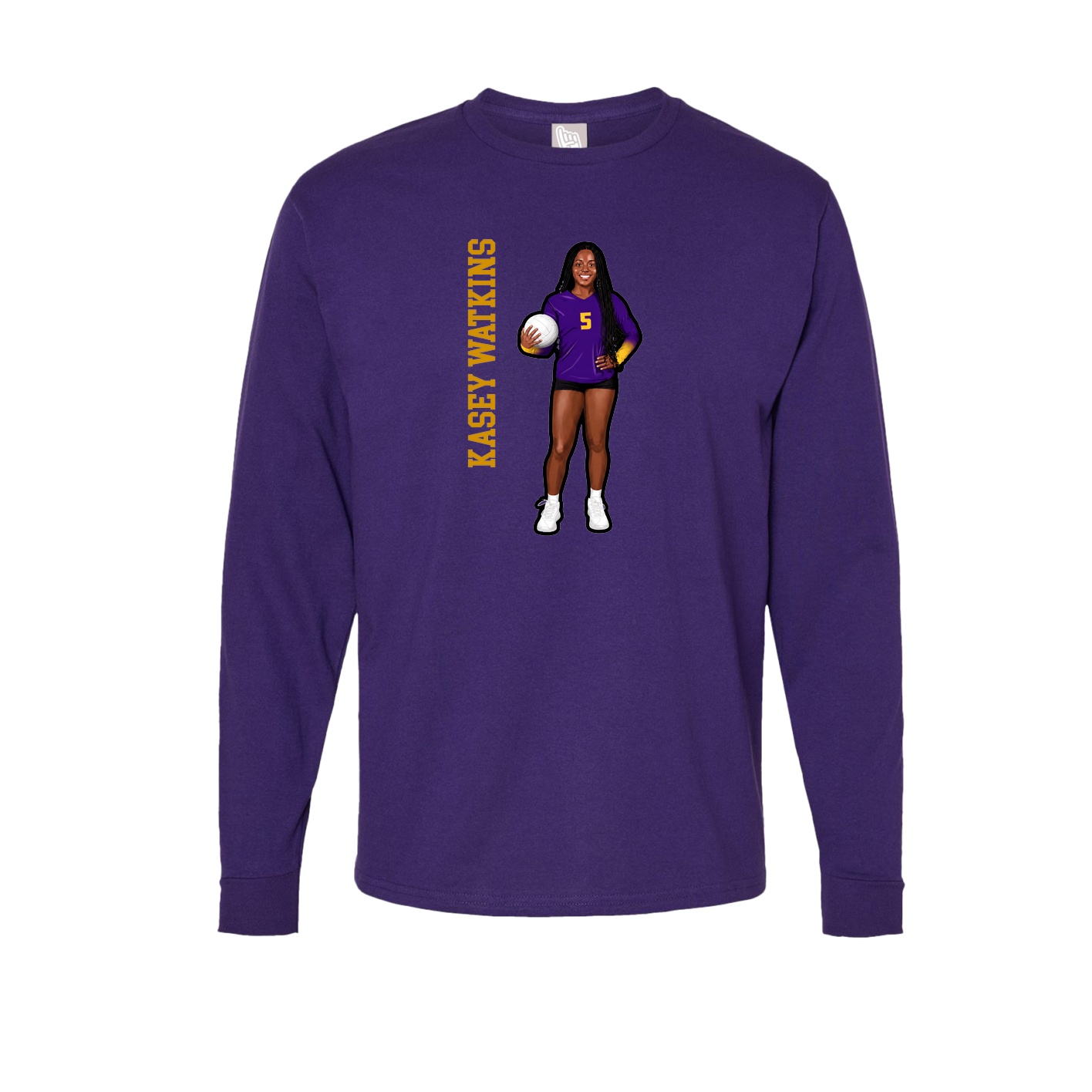 Long Sleeve Tee — Name Vertical in Purple