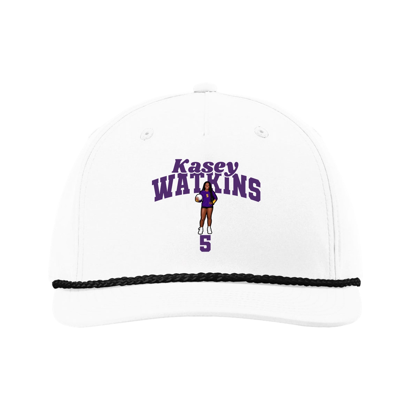 Five-Panel Classic Rope Cap — Signature Arch in White