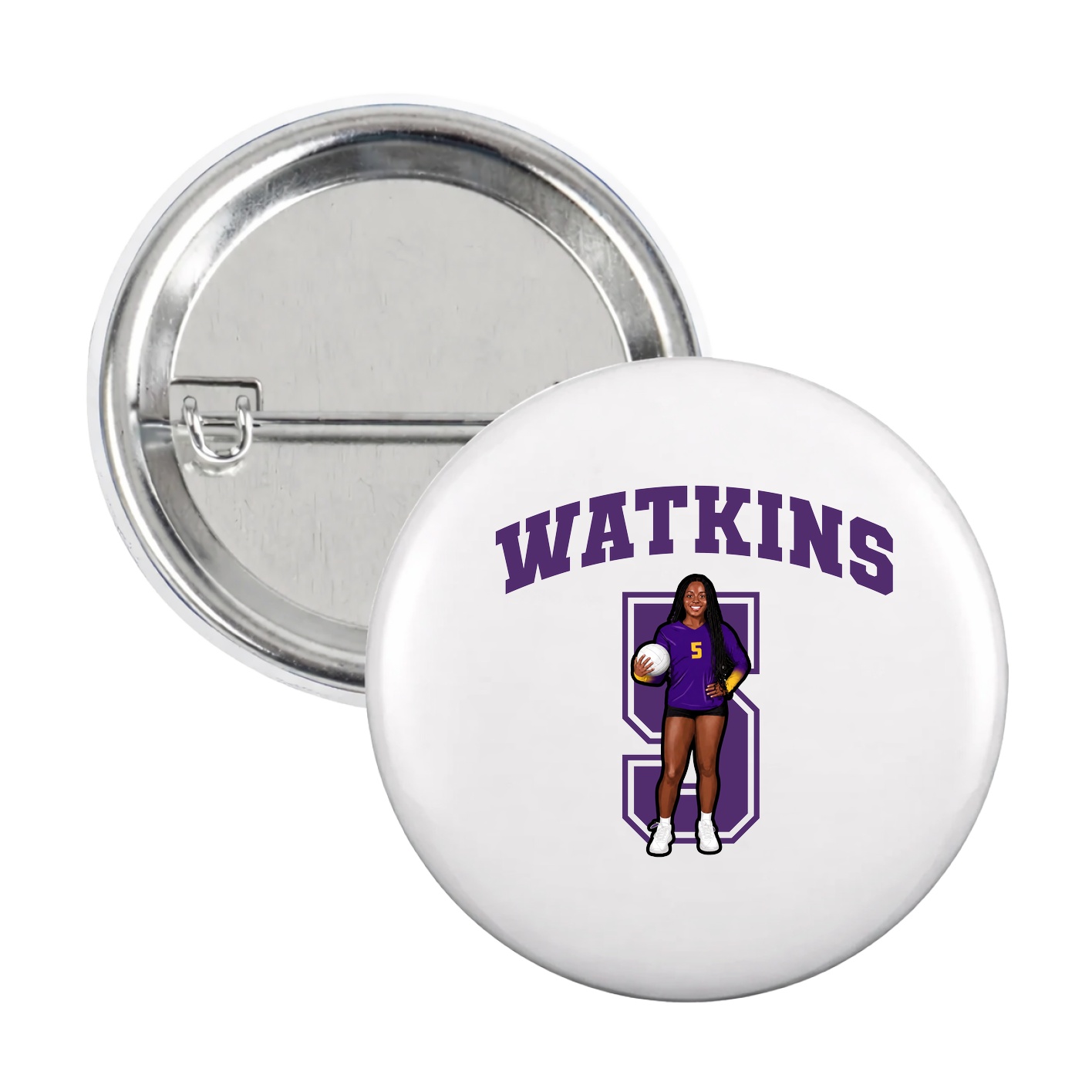 Game Day Button — Number in White