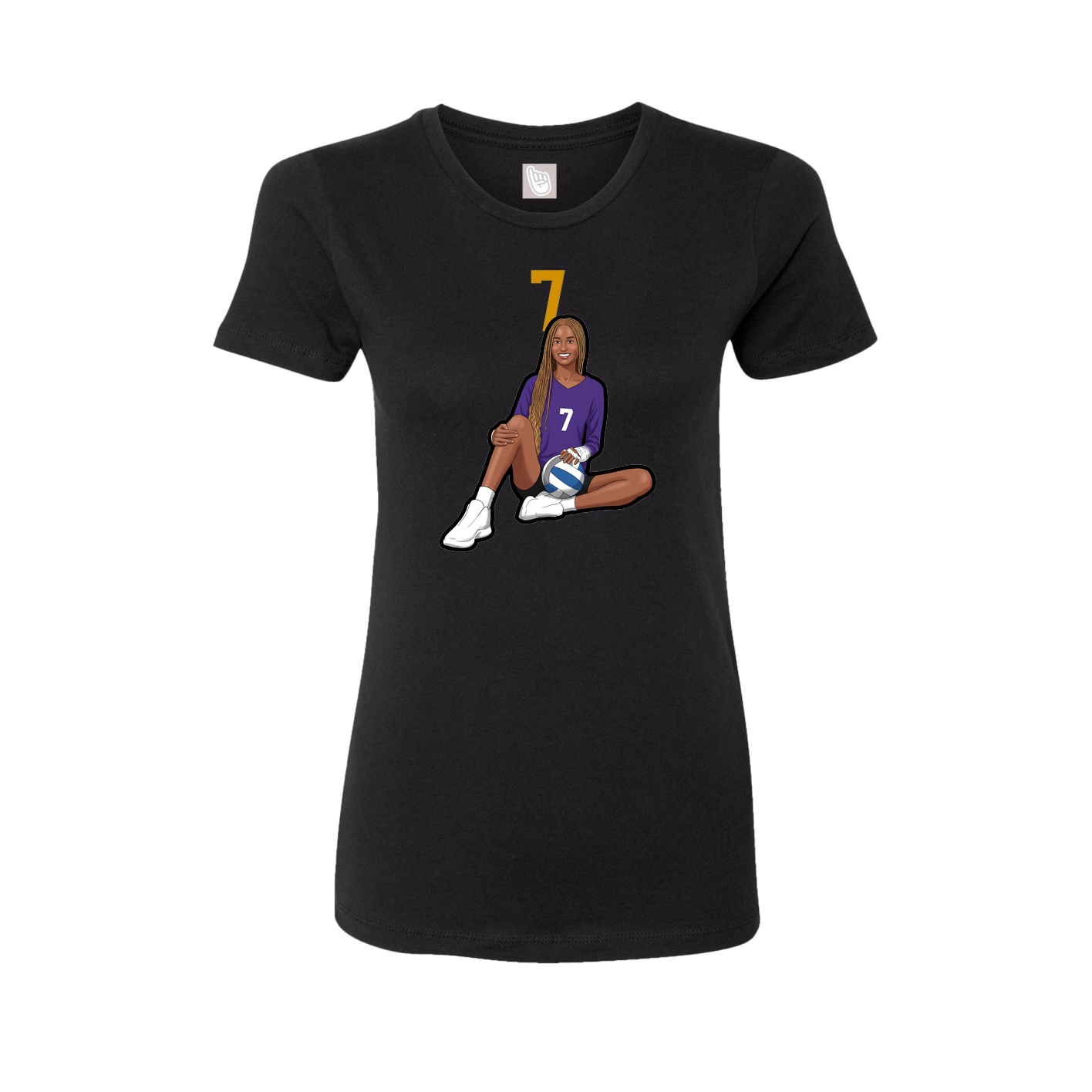 Fitted Women's Tee — Number Top in Black