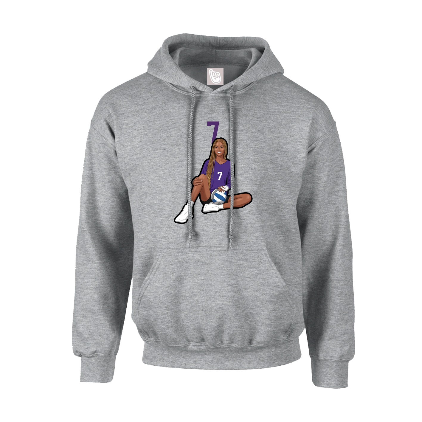 Youth Hoodie — Number Top in Grey