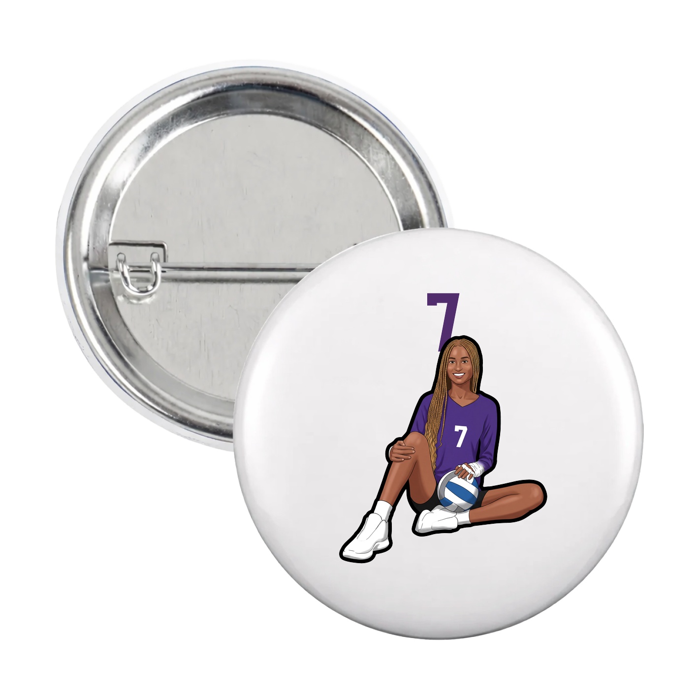 Game Day Button — Number Top in White