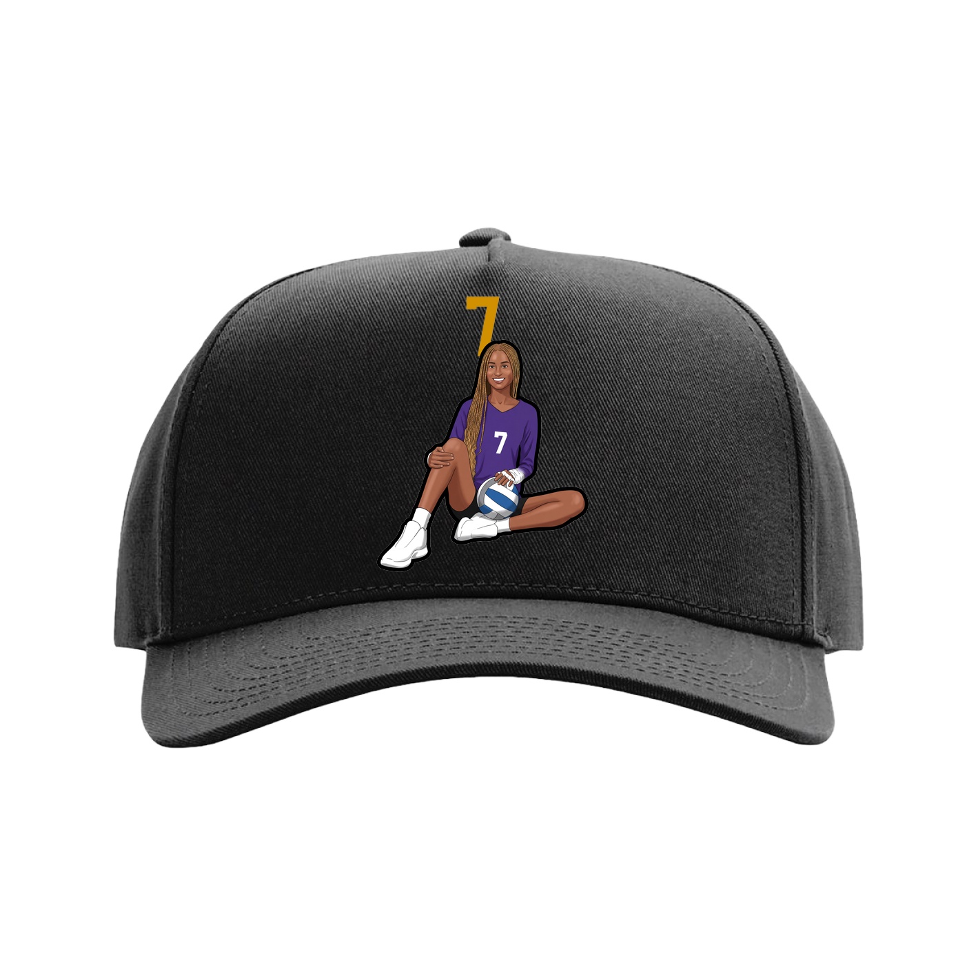 Full Fabric Five-Panel Champ Cap — Number Top in Black