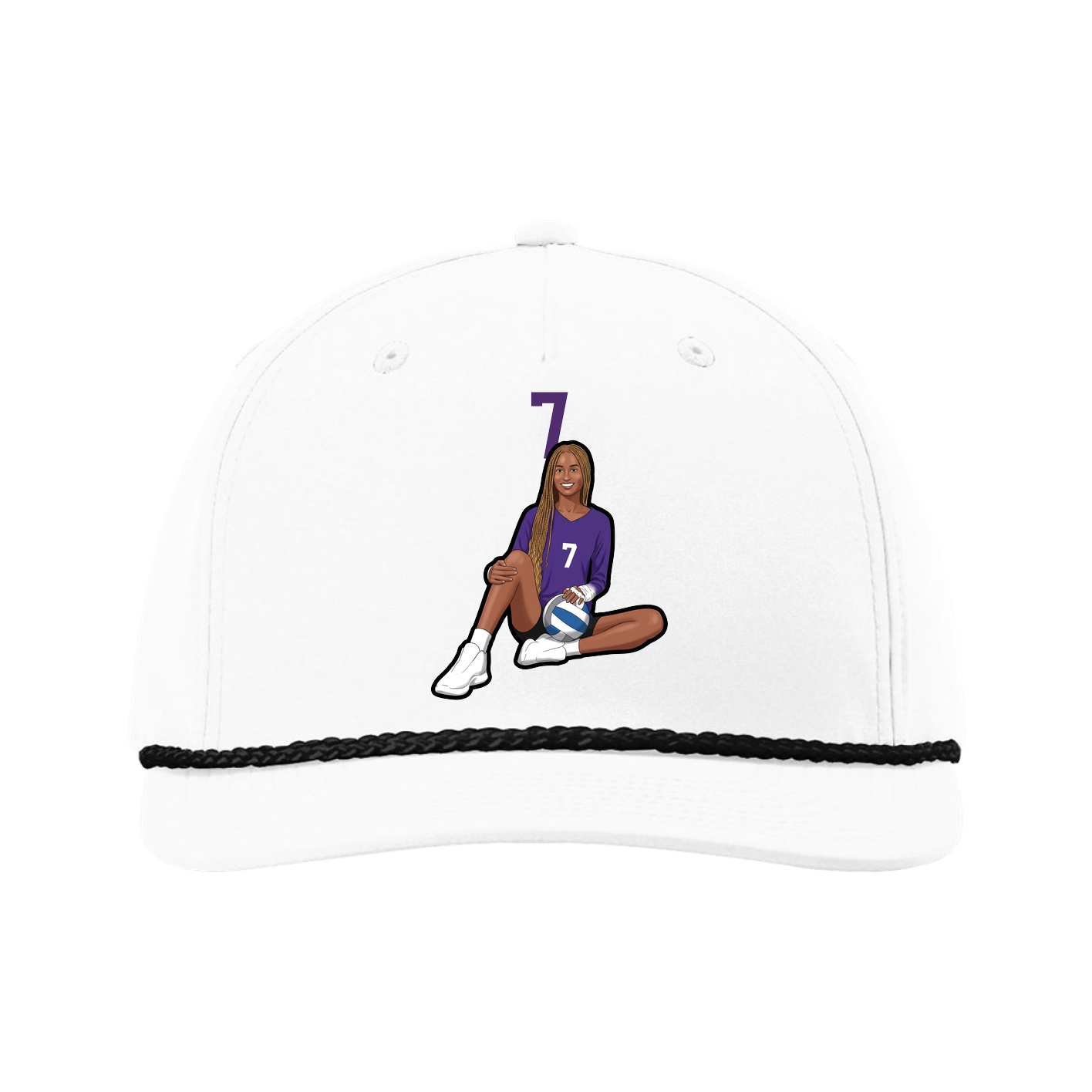 Five-Panel Classic Rope Cap — Number Top in White