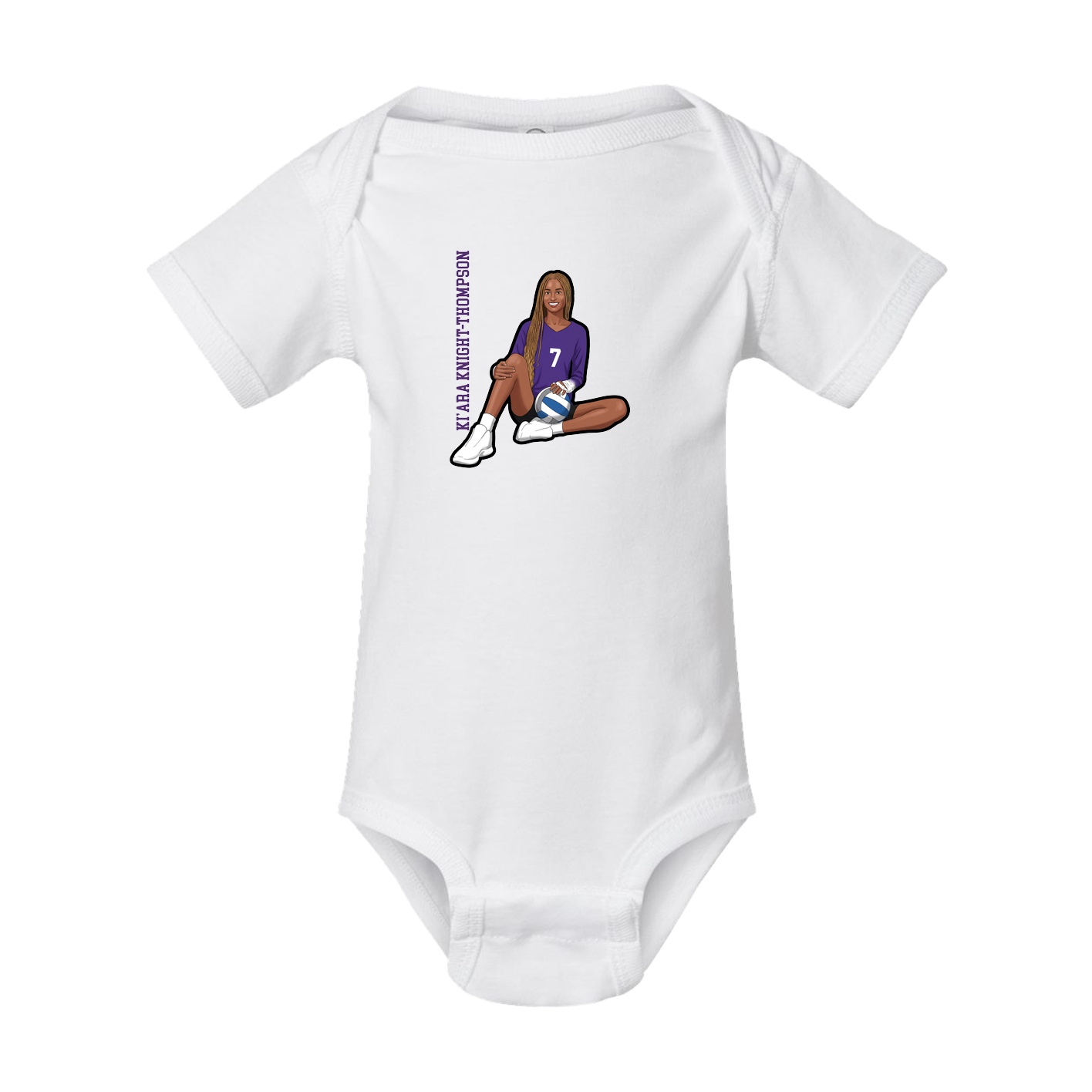 Baby Onesie — Name Vertical in White