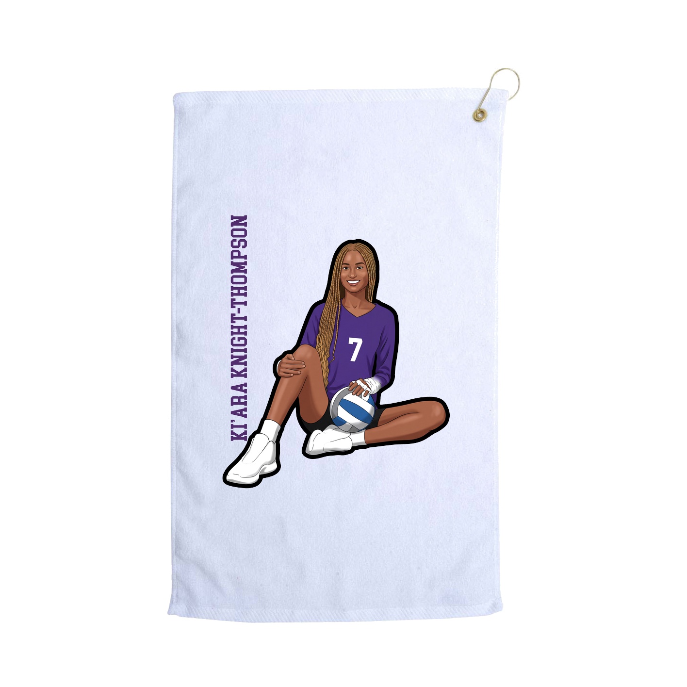 Golf Towel — Name Vertical in White