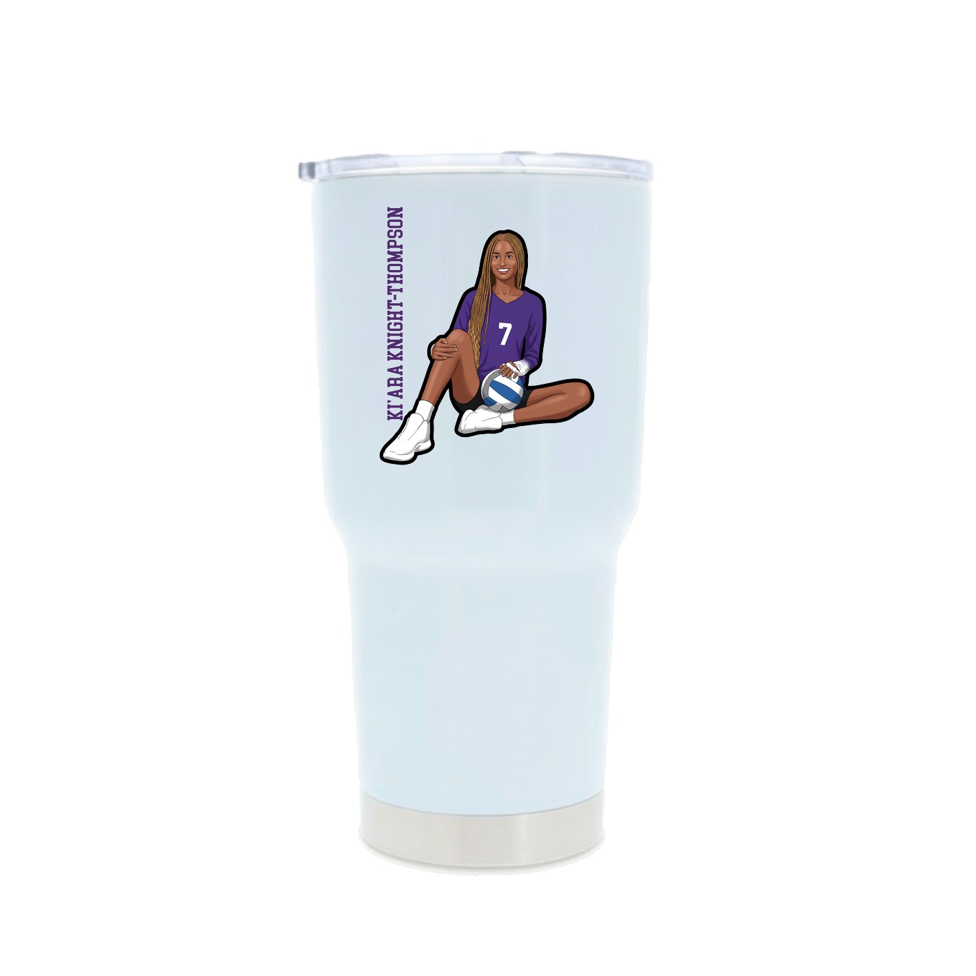30oz Stainless Steel Tumbler — Name Vertical in White