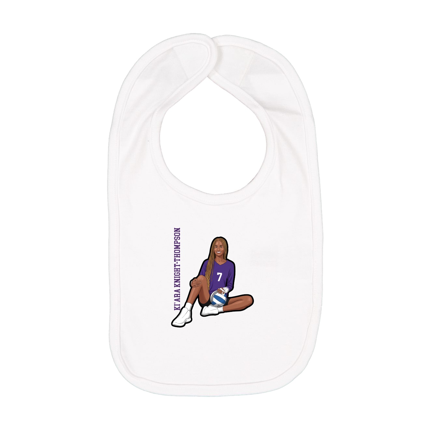 Infant Bib — Name Vertical in White