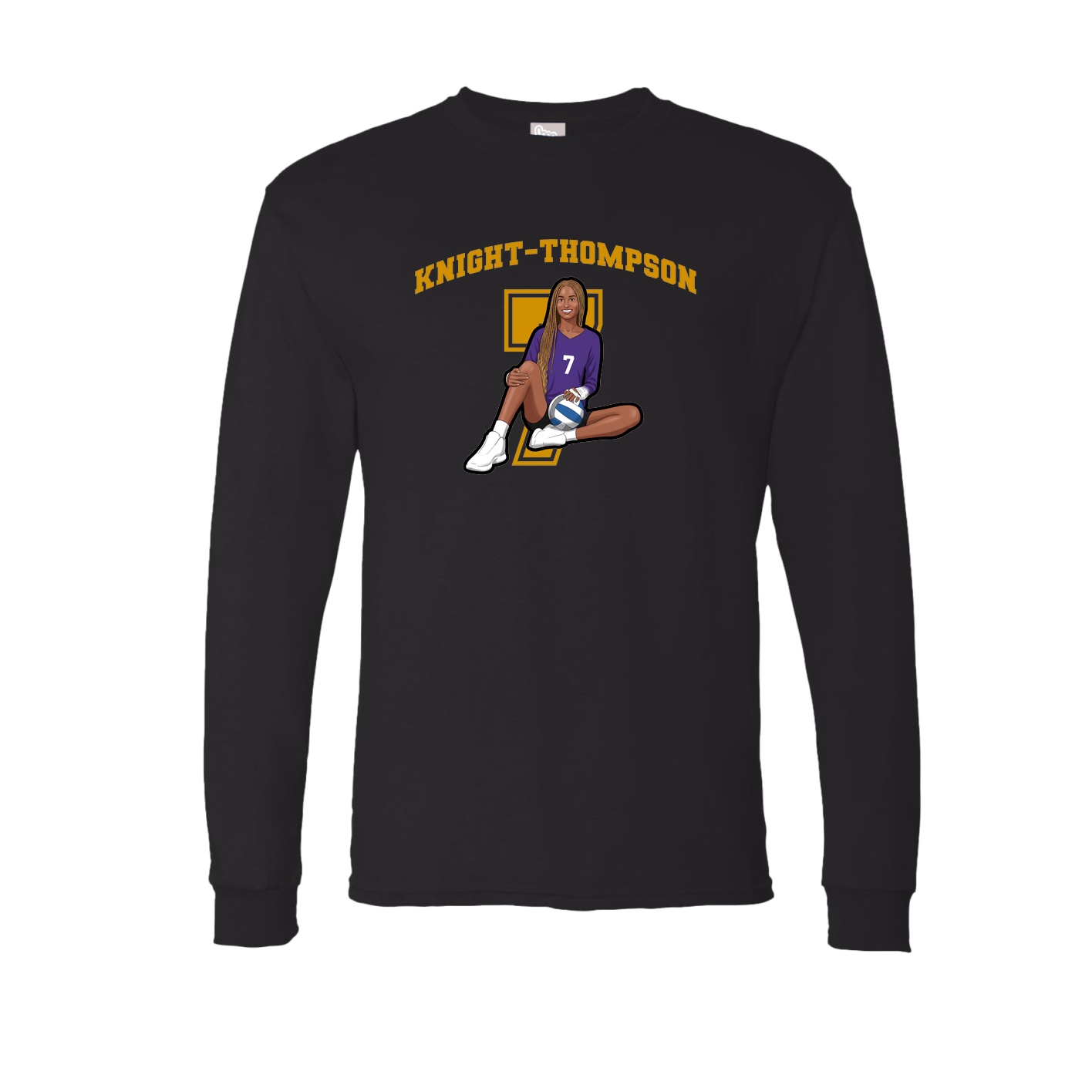Long Sleeve Tee — Number in Black
