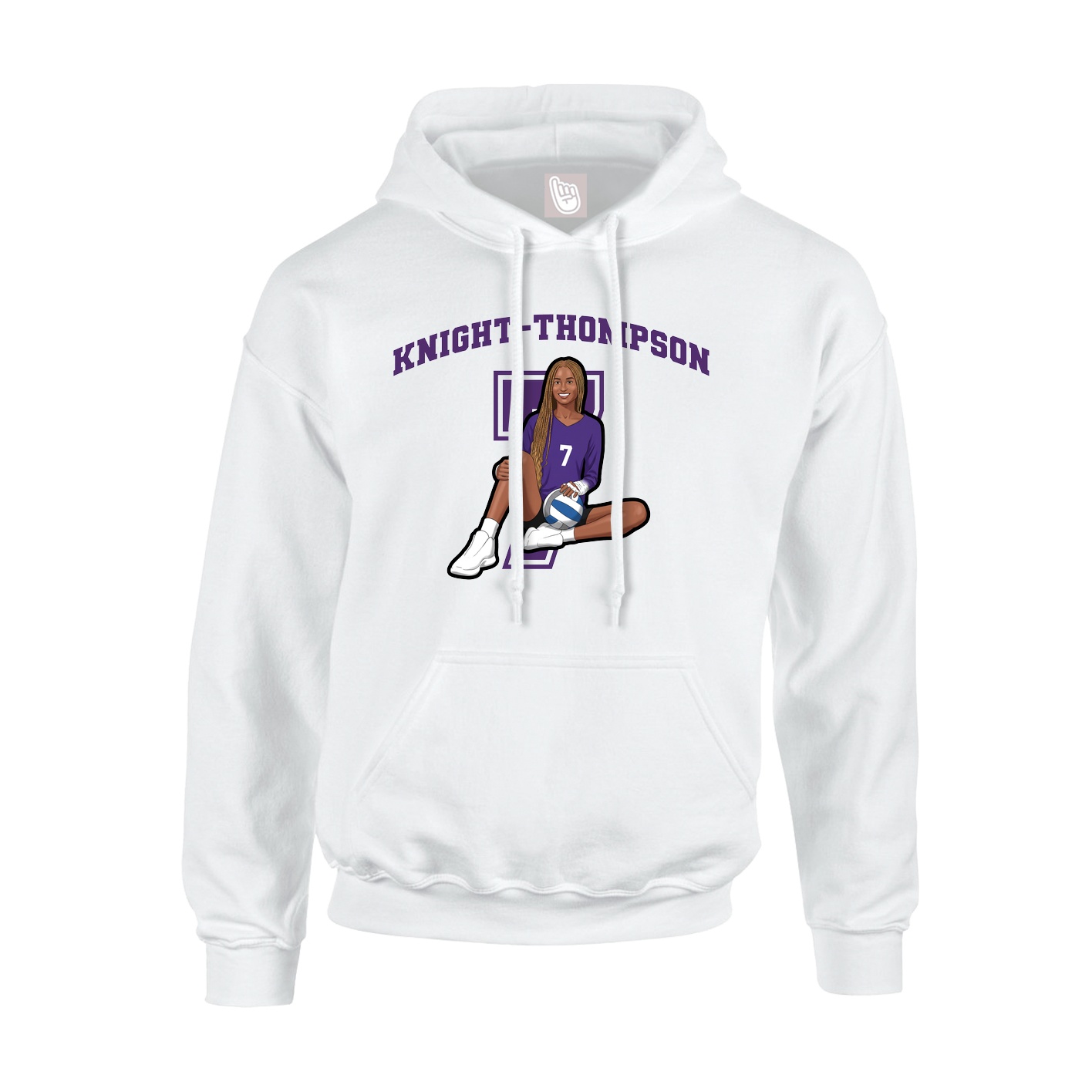 Youth Hoodie — Number in White
