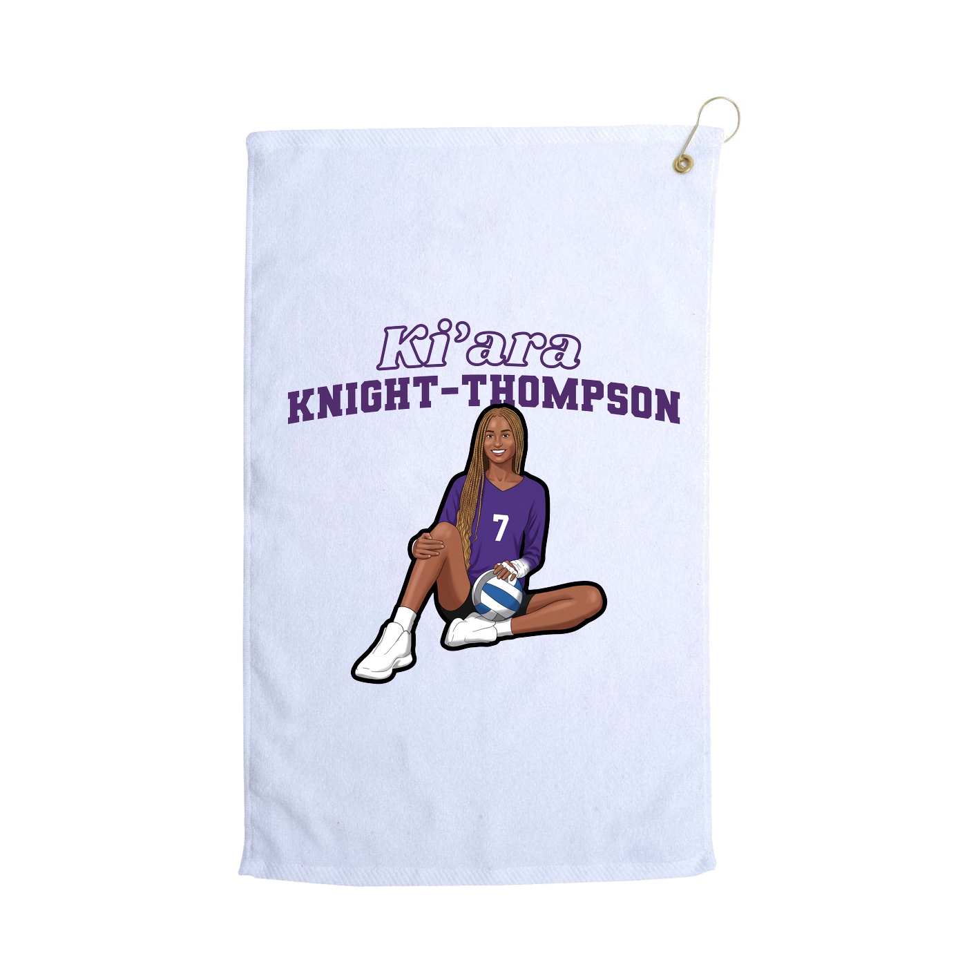 Golf Towel — Name Arch in White