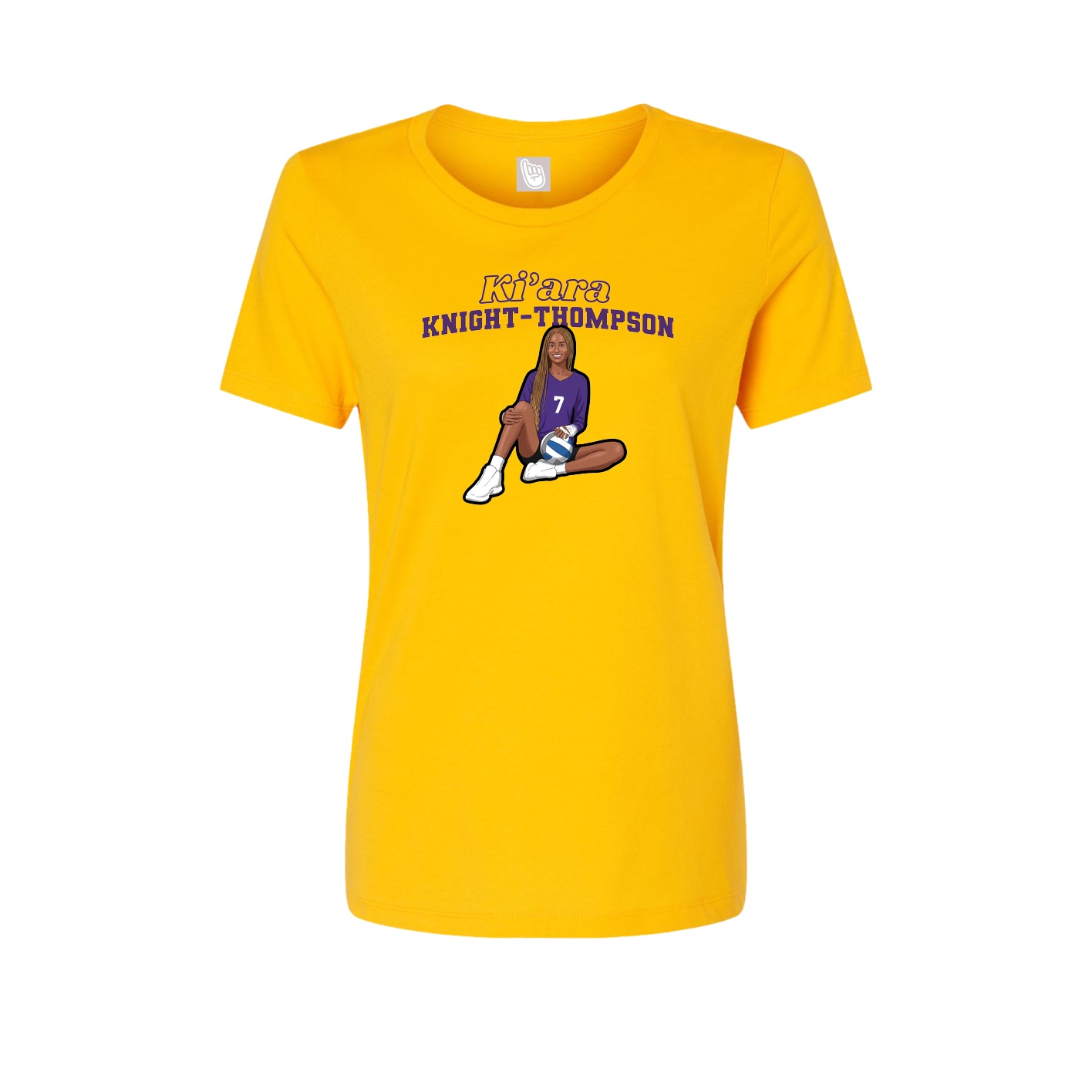 Fitted Women's Tee — Name Arch in Gold