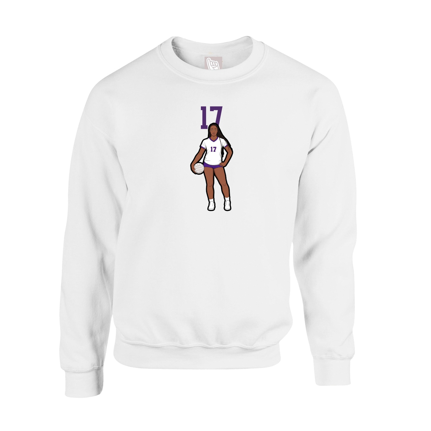 Fleece Crew — Number Top in White