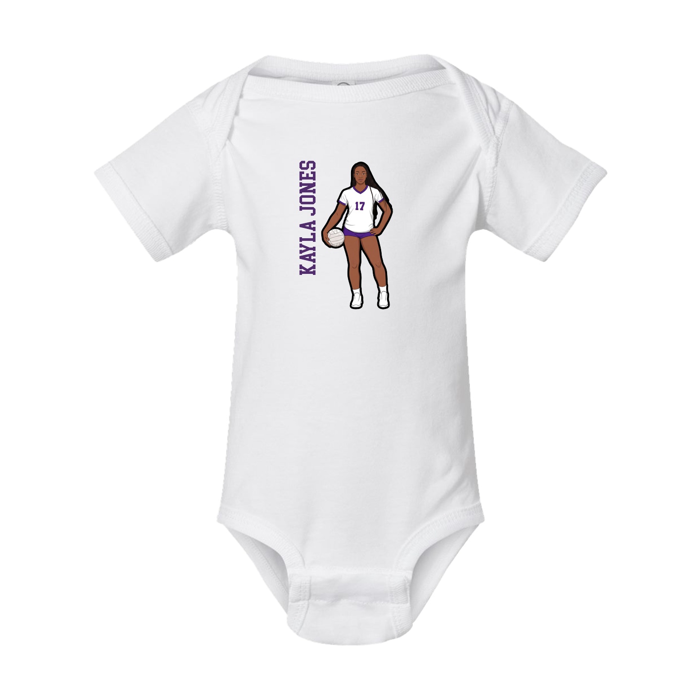 Baby Onesie — Name Vertical in White